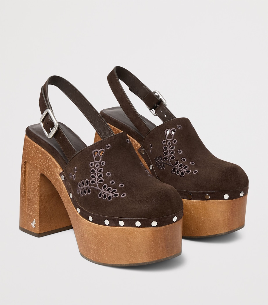 Alida 135 Suede Platform Clogs CHOCOLATE Image 5