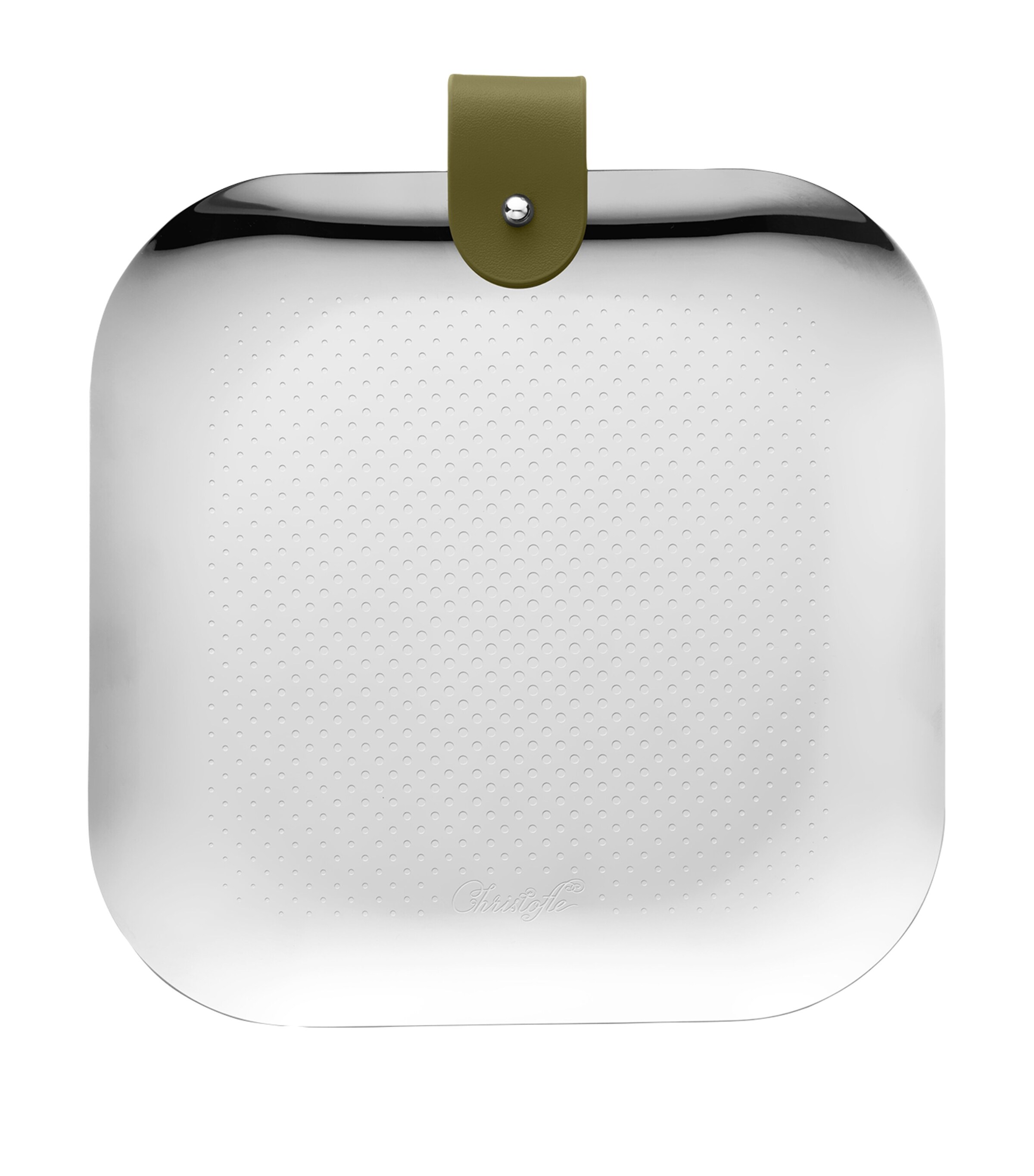 Leather-Trim Club Square Tray (16cm) SILVER Image 3