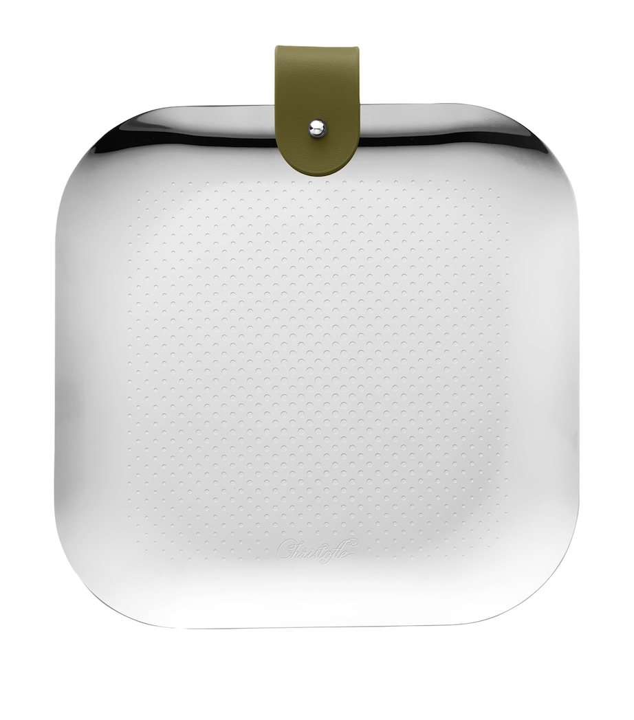 Leather-Trim Club Square Tray (16cm) SILVER Image 3