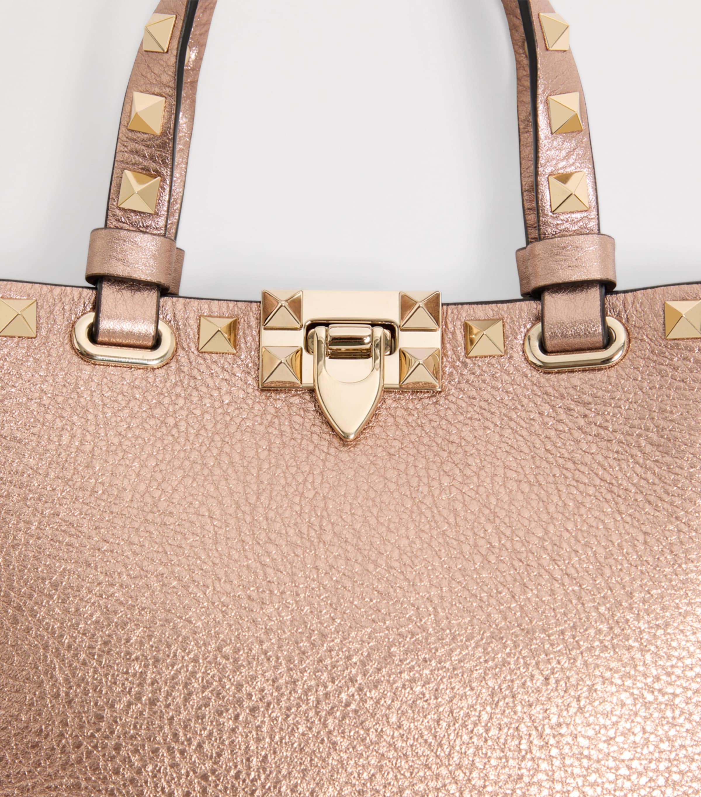 Mini Metallic Leather Rockstud Top-Handle Bag GF9 Image 6