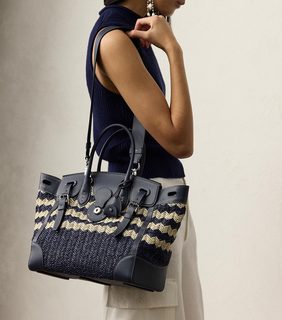 Straw Soft Ricky 33 Top-Handle Bag NAVY/NATURAL Image 6