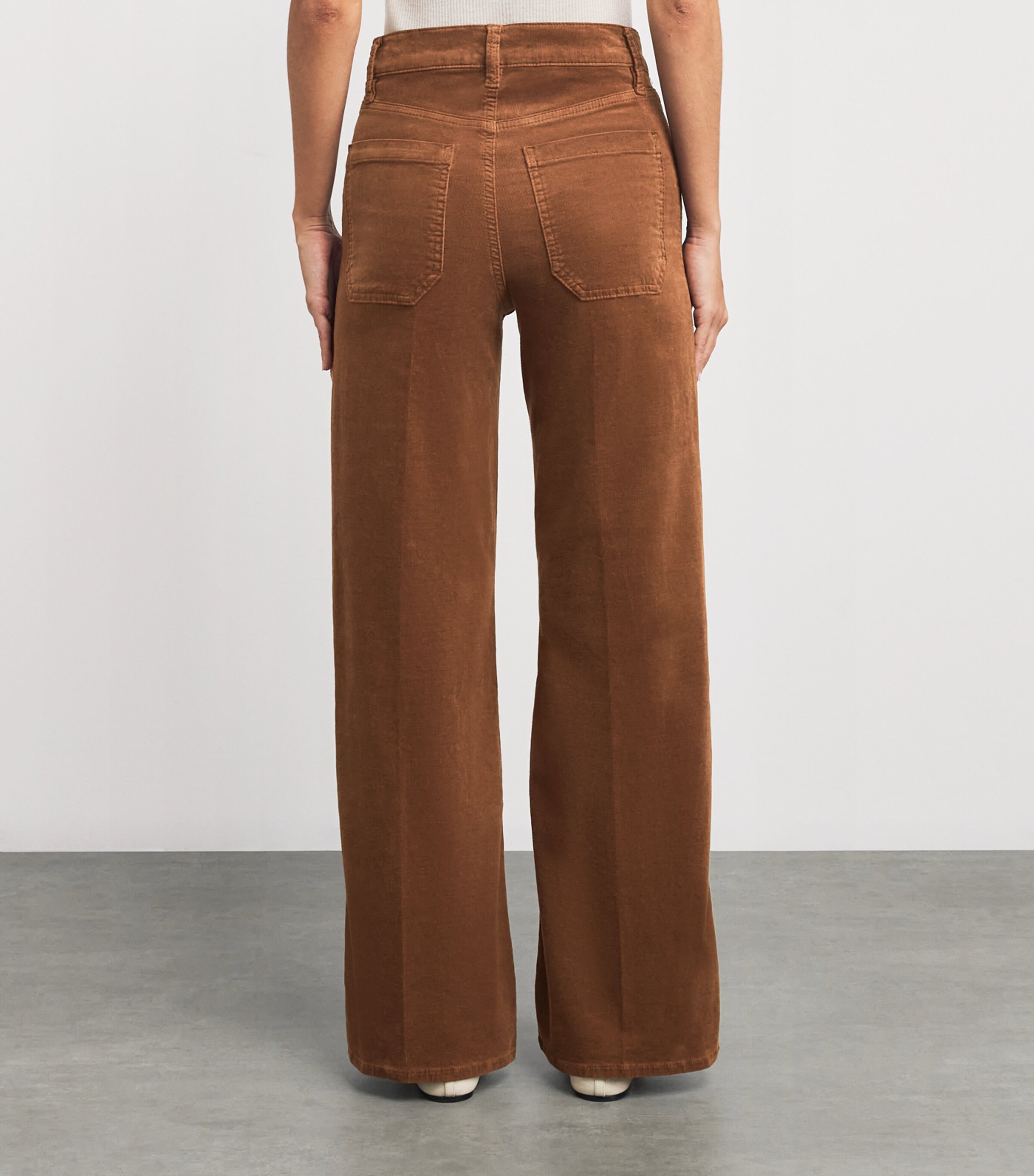 FRAME Womens Corduroy Le Slim Palazzo Trousers Maple Brown Image 4