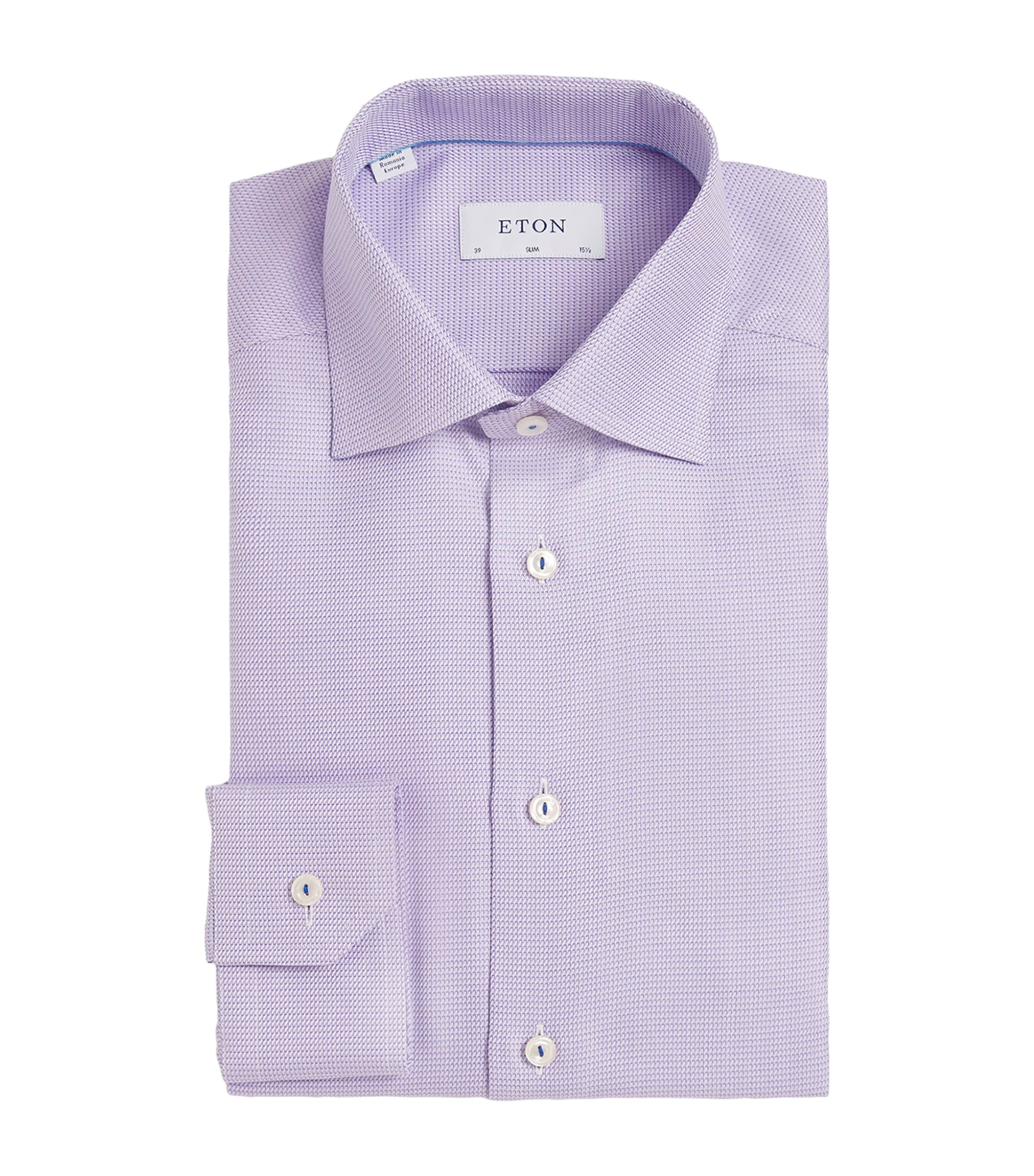 Eton Cotton Micro Texture Shirt In Purple