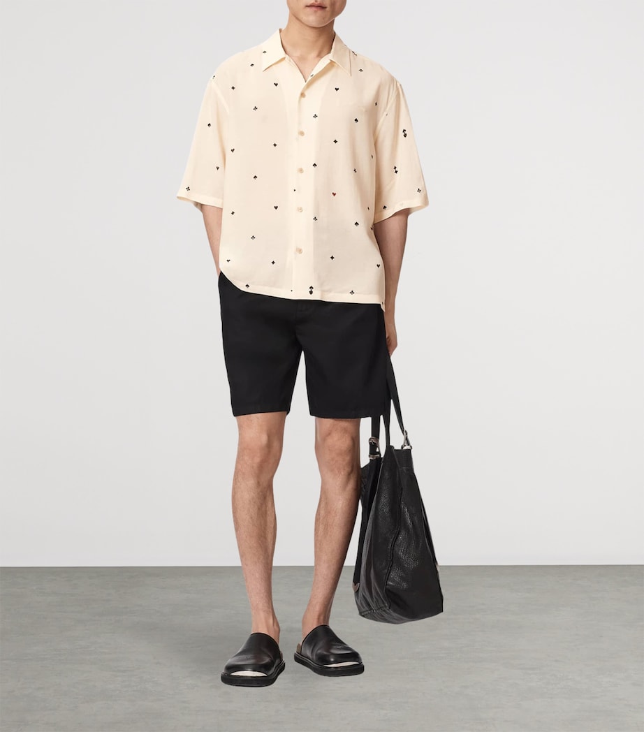 AllSaints Mens Short-Sleeve Cardsuit Shirt Ecru Image 5