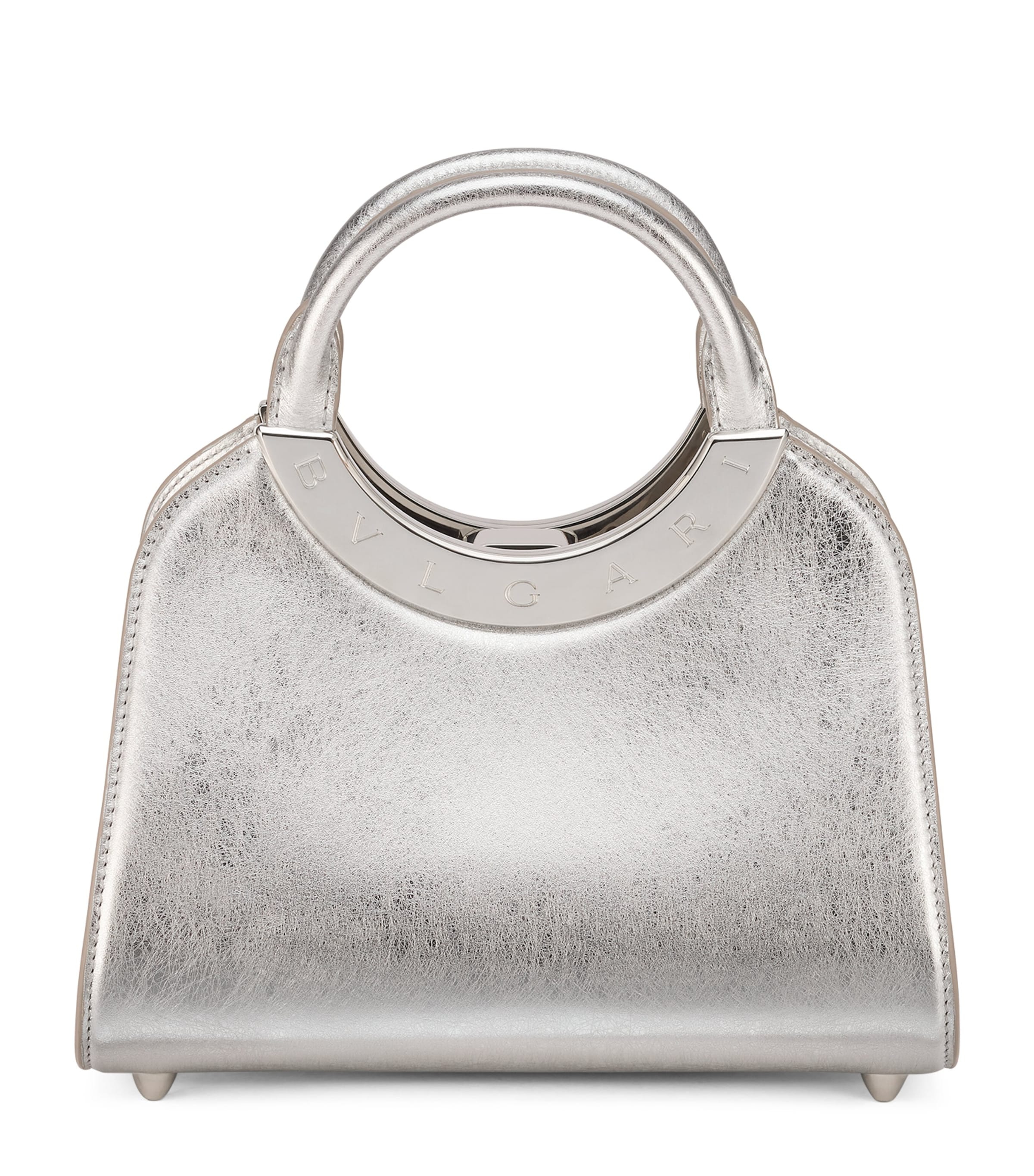 Small Leather Roma Top-Handle Bag SILVER Image 1