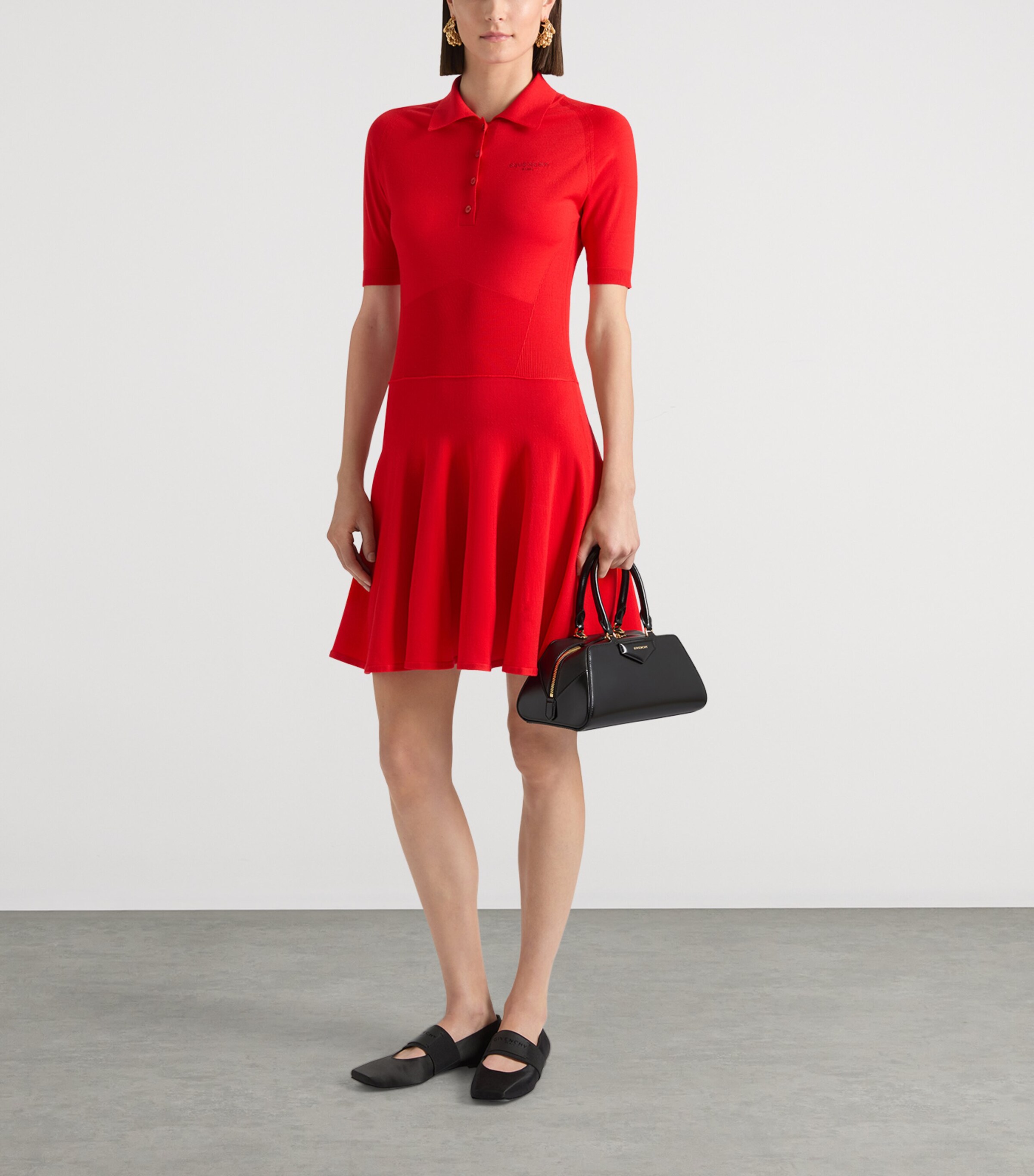 Givenchy Womens Wool-Blend Polo Dress Poppy Red Image 2