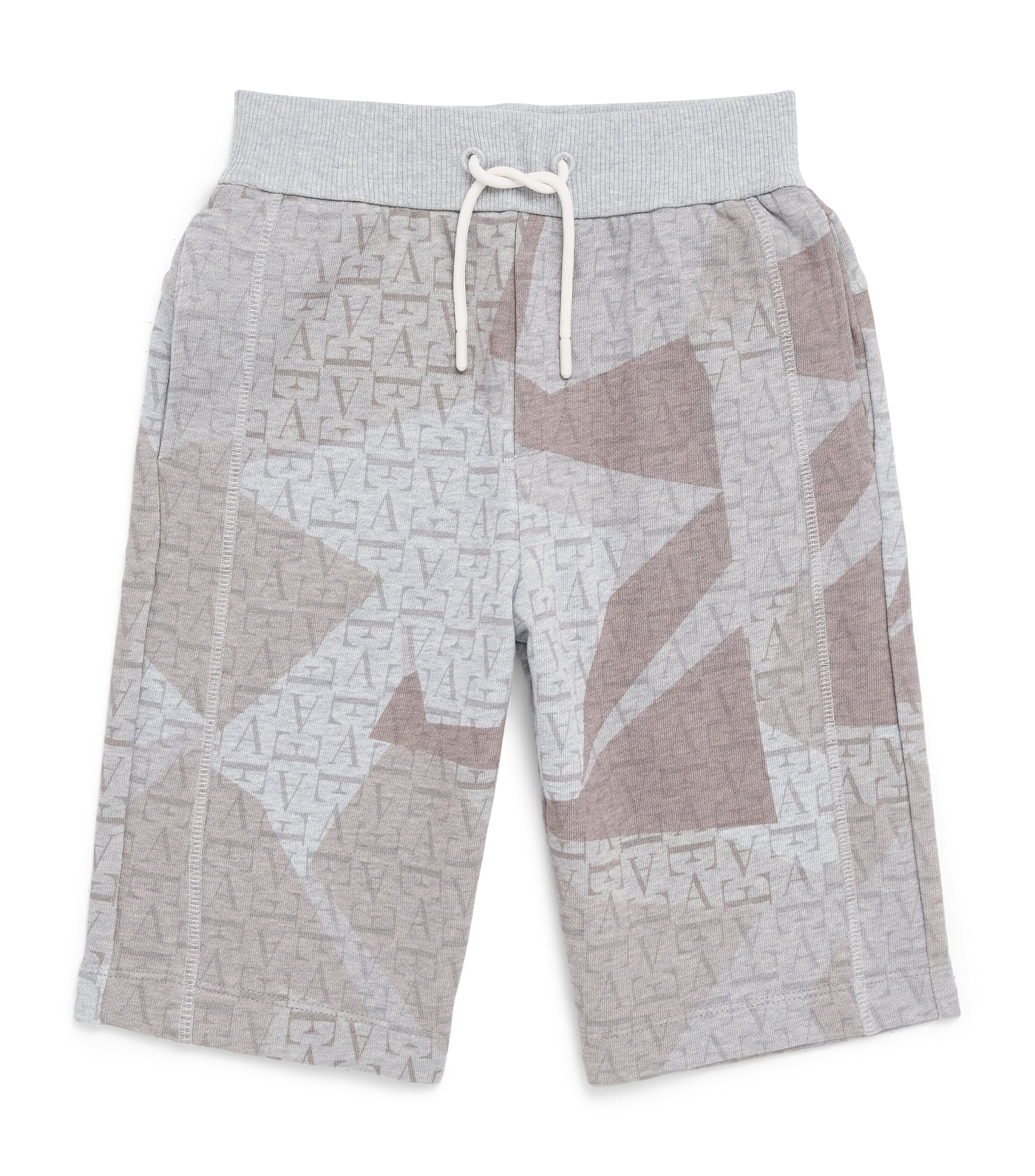 Emporio Armani Kids Logo Print Sweatshorts (4-16 Years) Gray Mel/camo Ecru Image 1