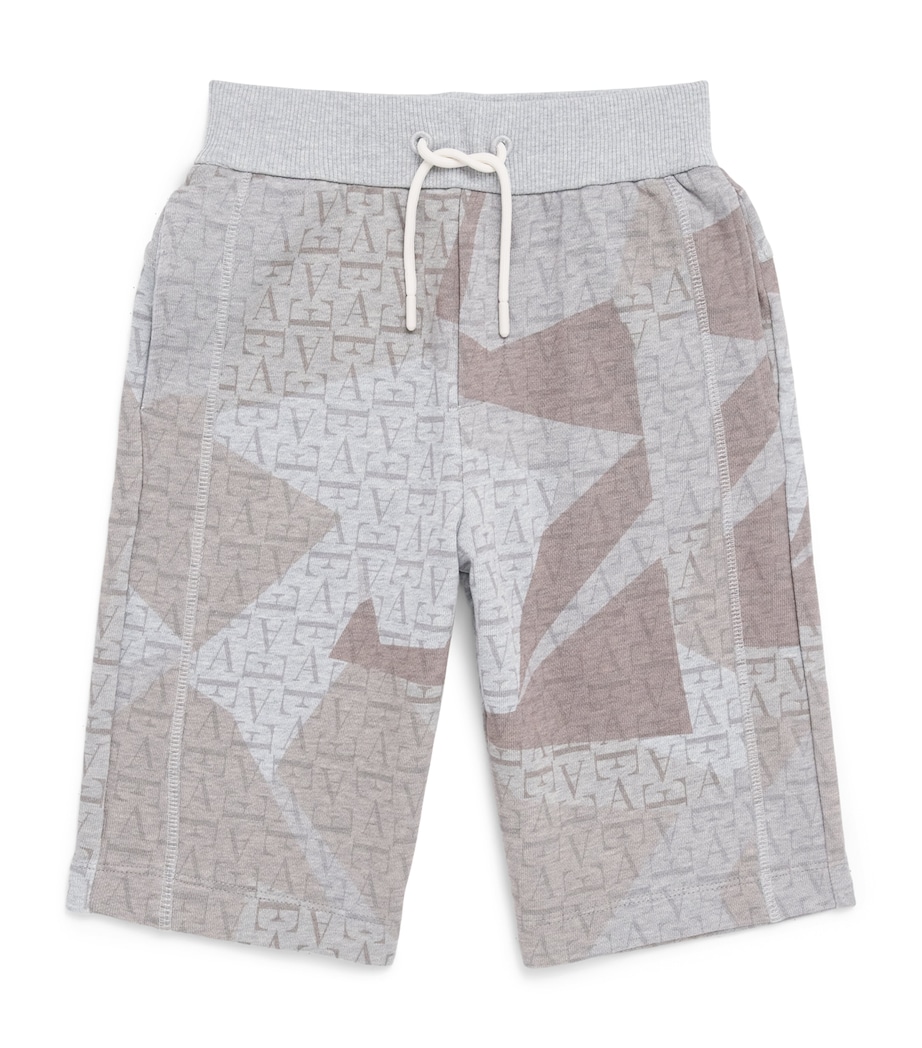 Emporio Armani Kids Logo Print Sweatshorts (4-16 Years) Gray Mel/camo Ecru Image 1