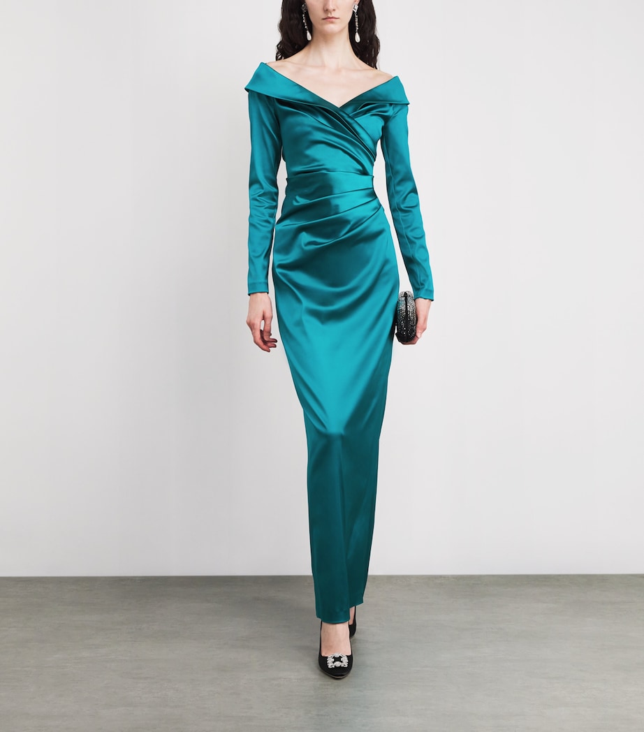 Satin Duchesse Off-The-Shoulder Gown 406 BAY Image 2