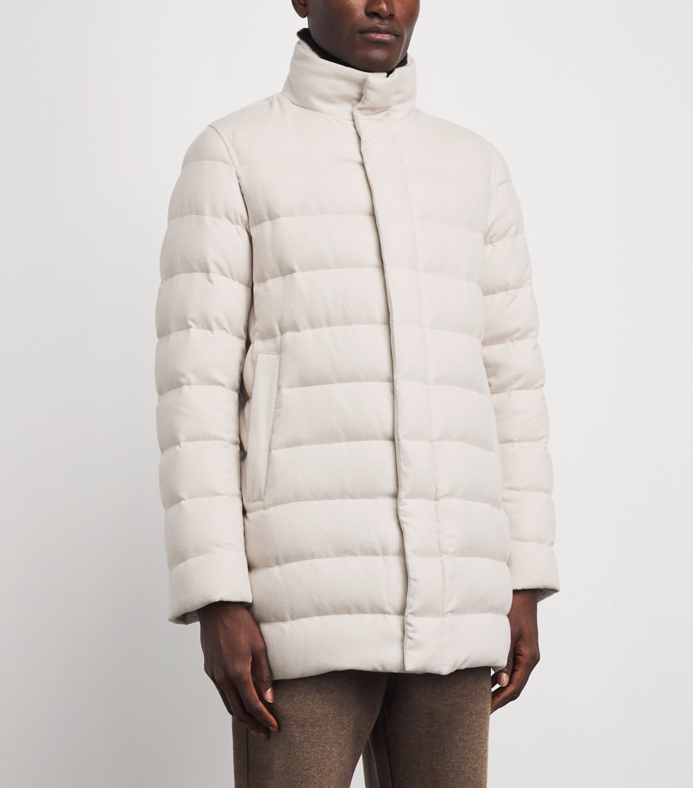 Herno Mens Silk-Cashmere Down Jacket Chantilly Image 4