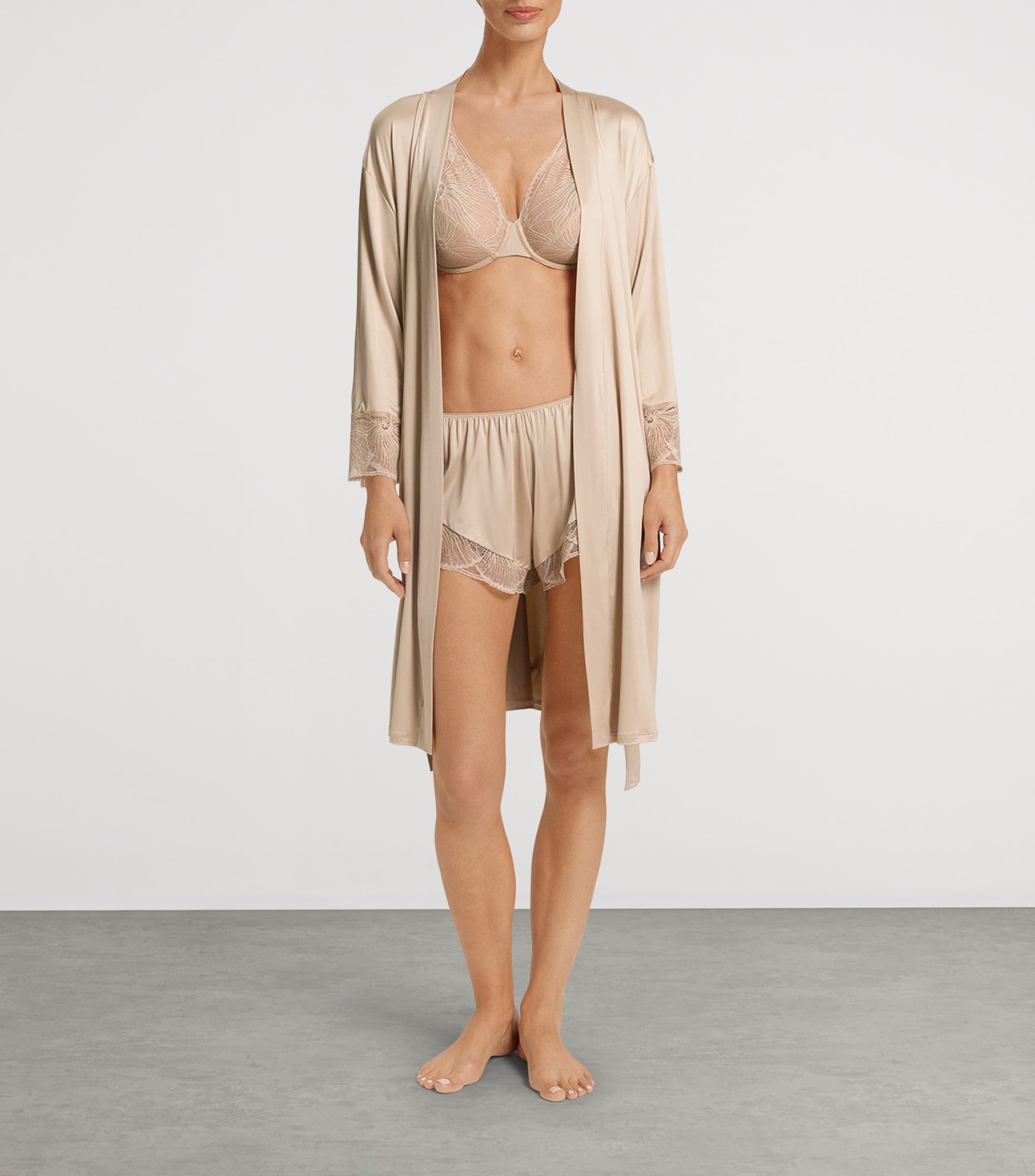 Satin Lace-Trim Lilith Robe COFFEE QUARTZ Image 5