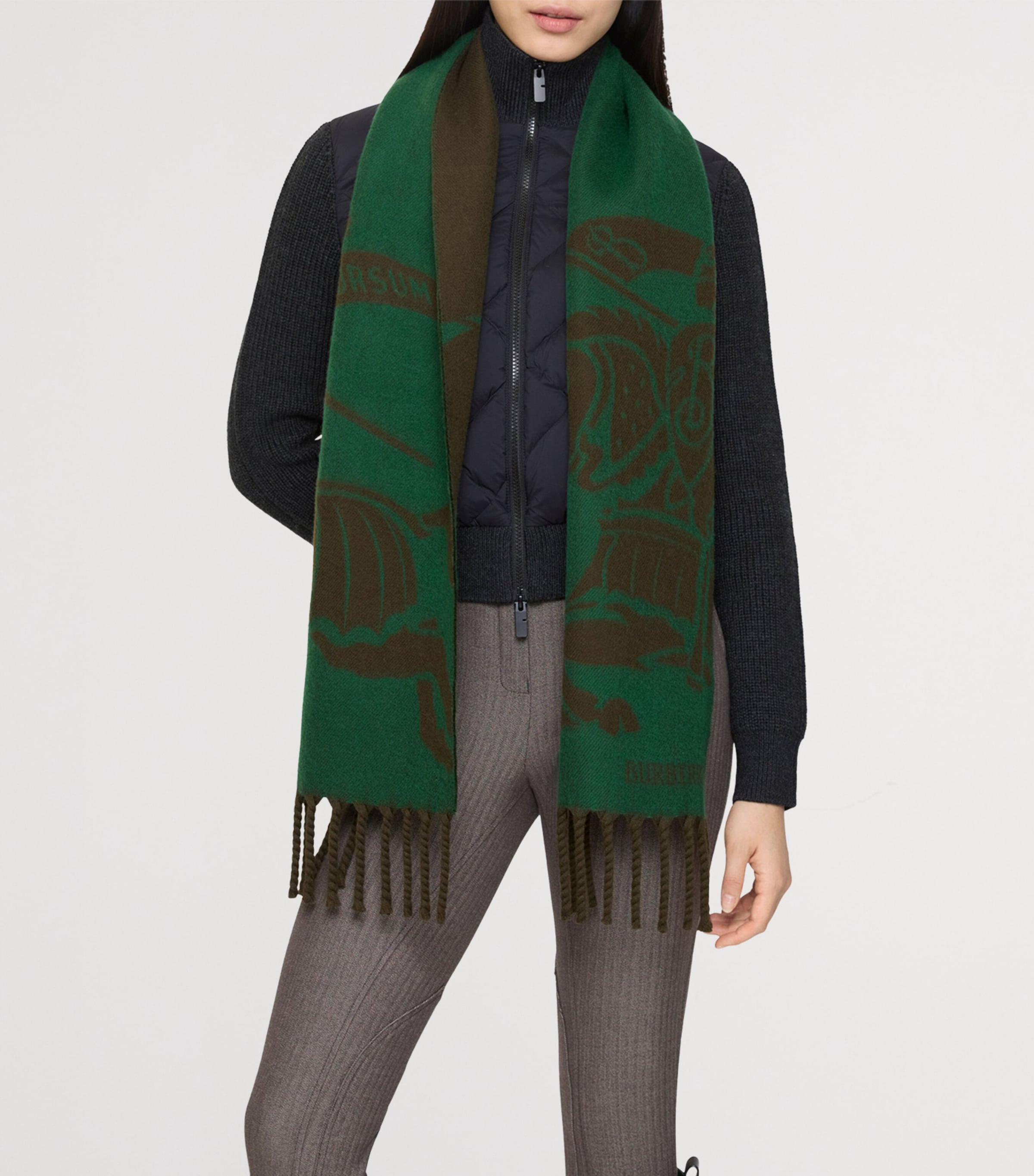 Wool Reversible EKD Scarf MARSH GREEN Image 4