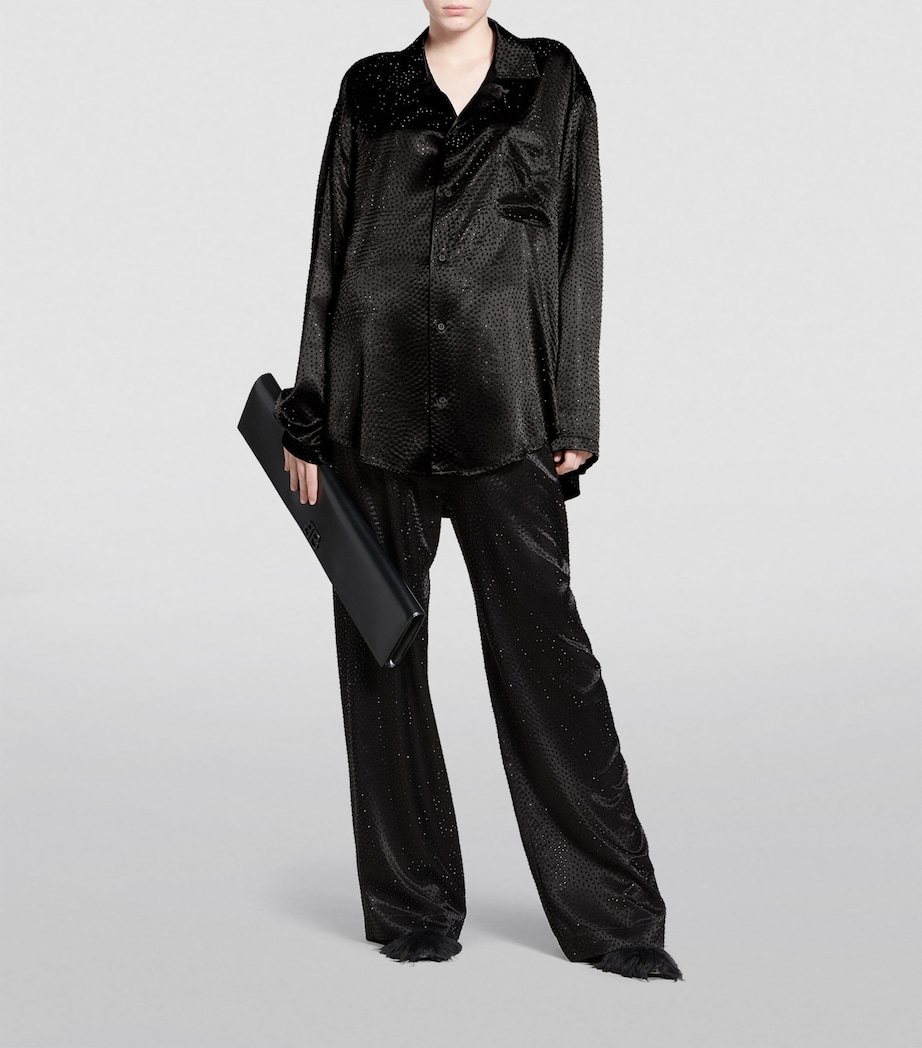 Rhinestone-Embellished Satin Shirt 1069 Image 2