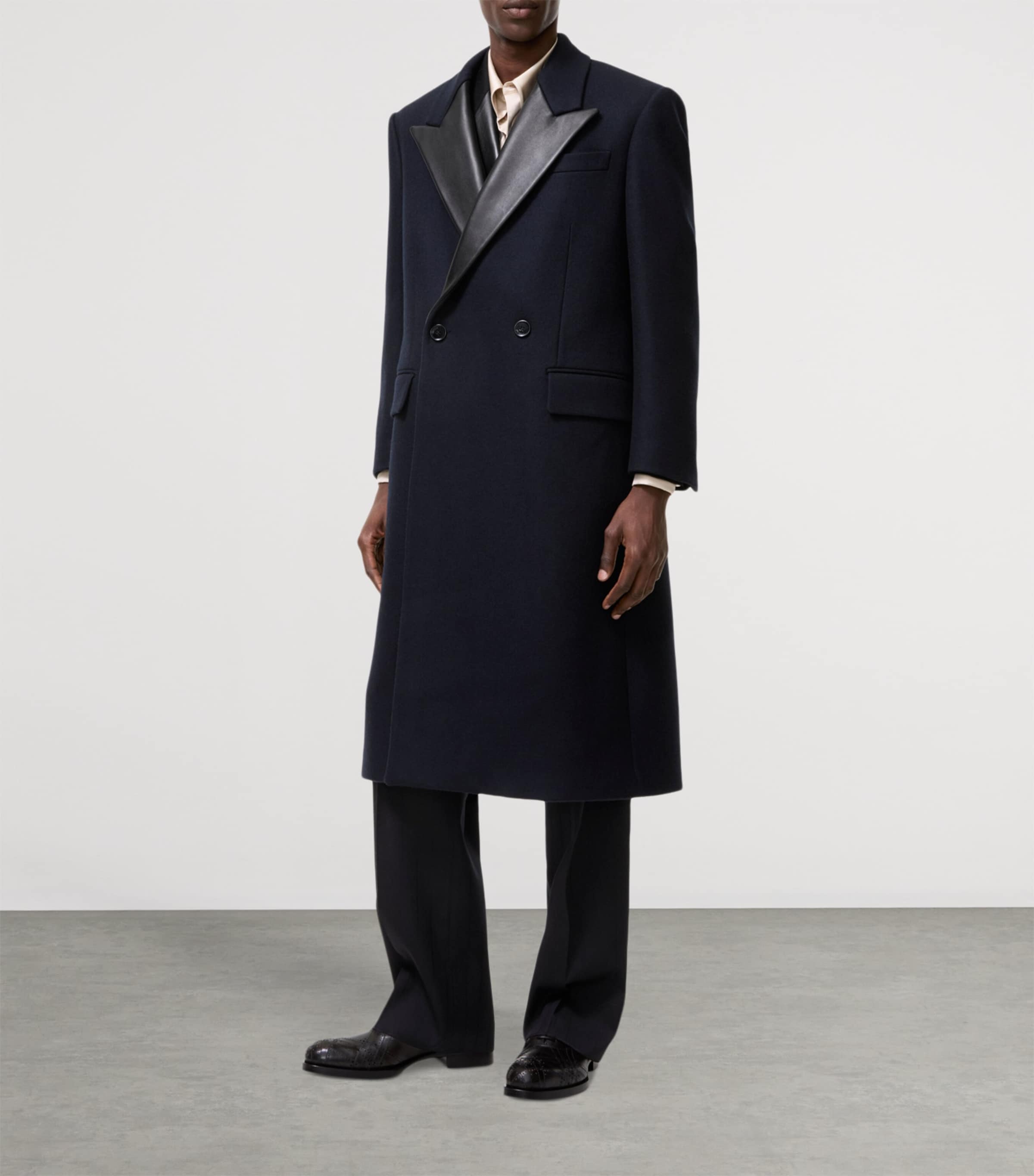 Burberry Mens Wool Tuxedo Coat Navy Image 2