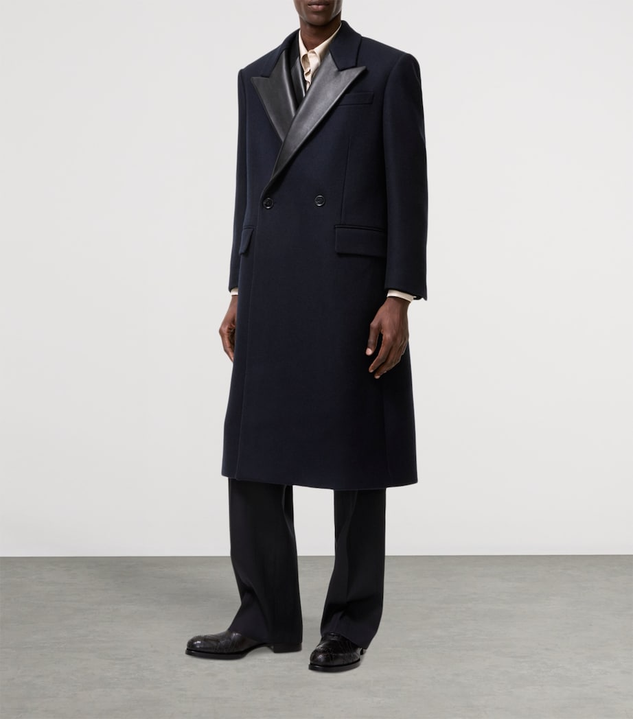 Burberry Mens Wool Tuxedo Coat Navy Image 2