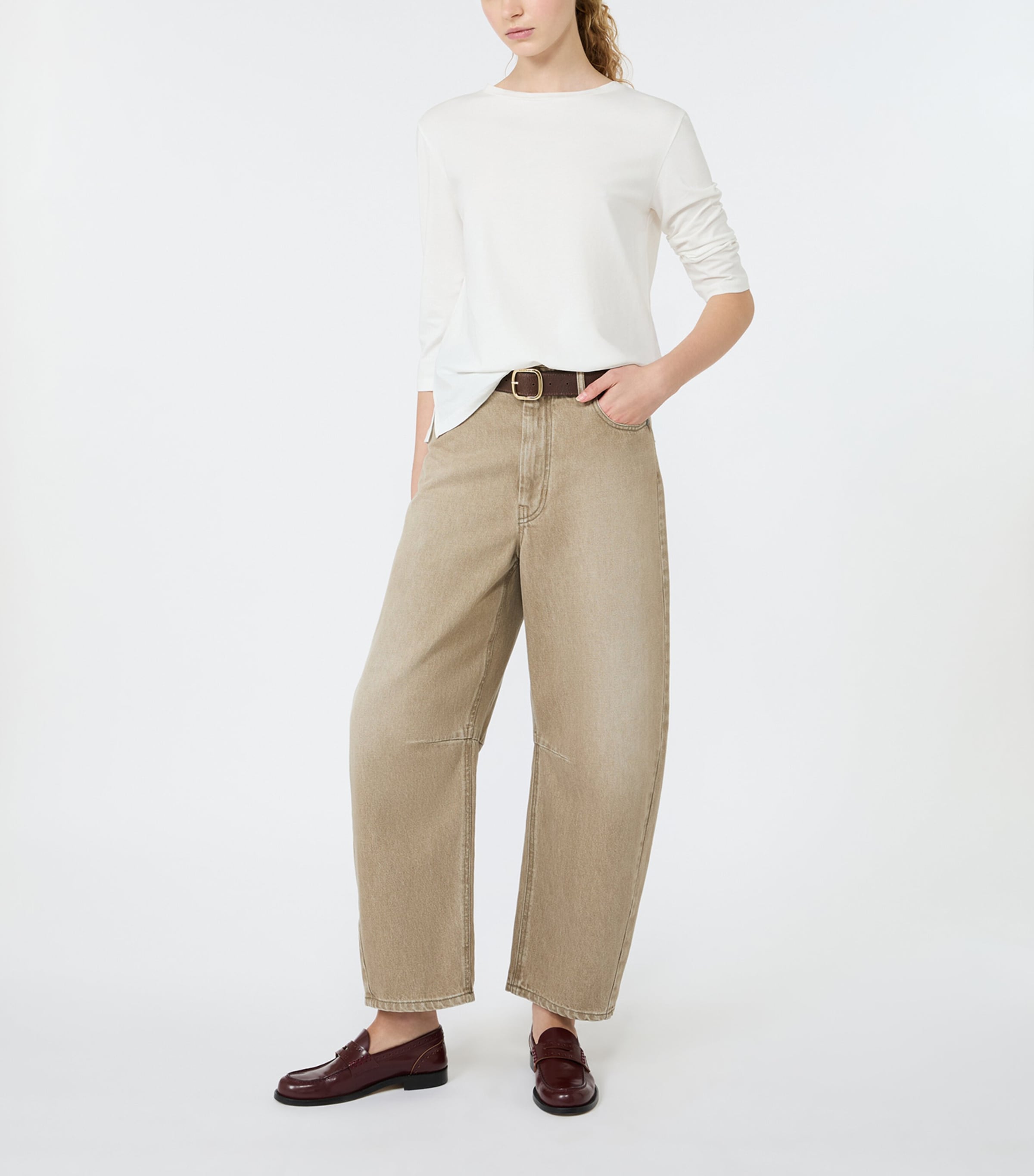 Weekend Max Mara Womens Stretch-Cotton Long-Sleeve T-Shirt White Image 2