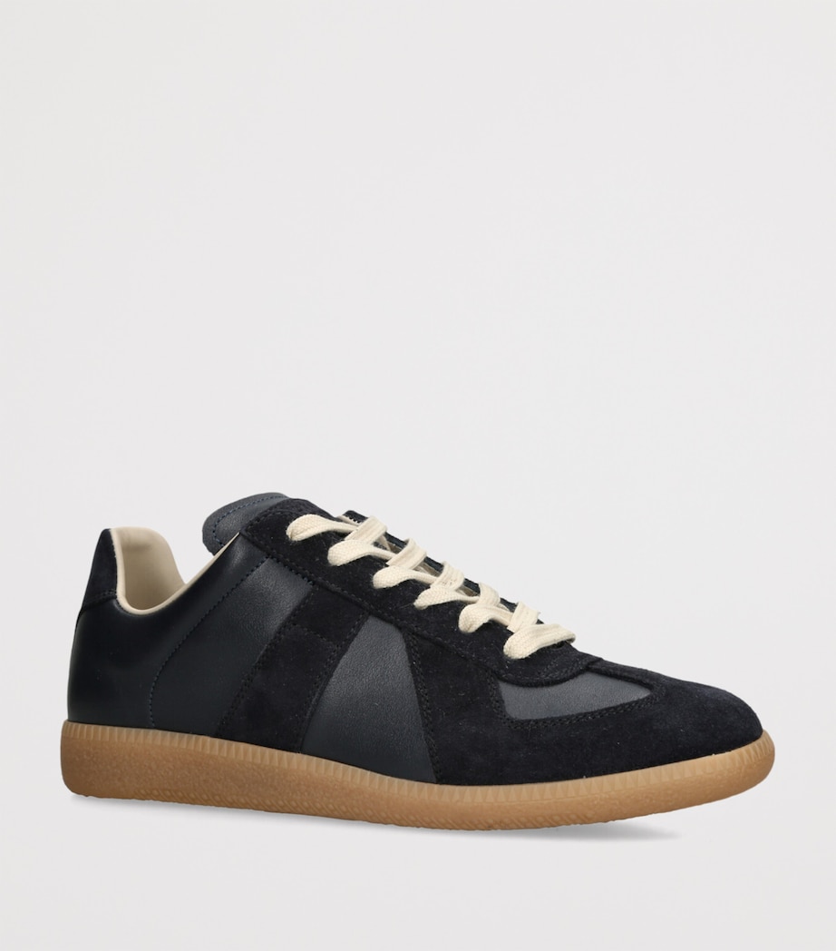 Maison Margiela Leather-Suede Replica Sneakers Navy Image 3
