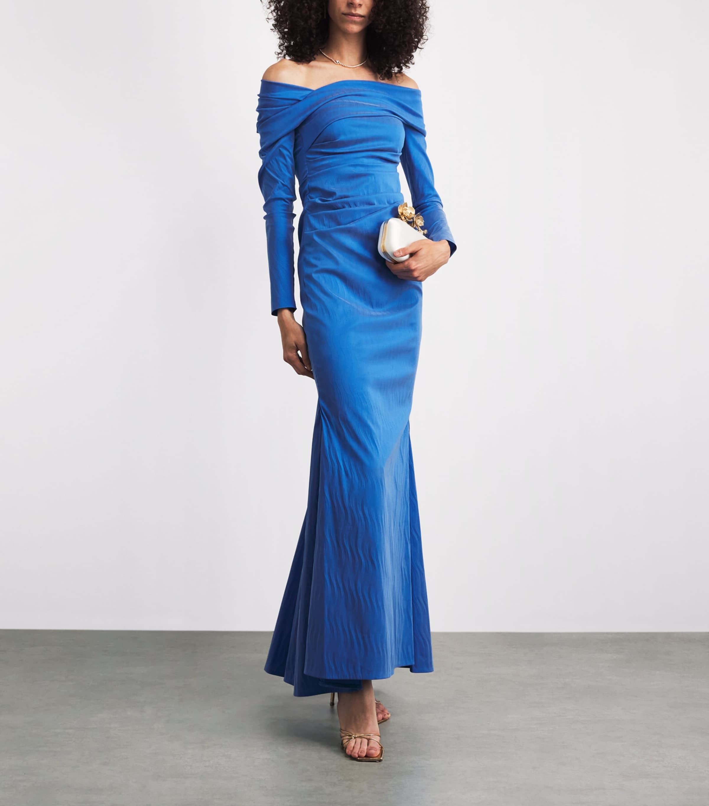 Talbot Runhof Womens Taffeta Gown Periwinkle Image 2