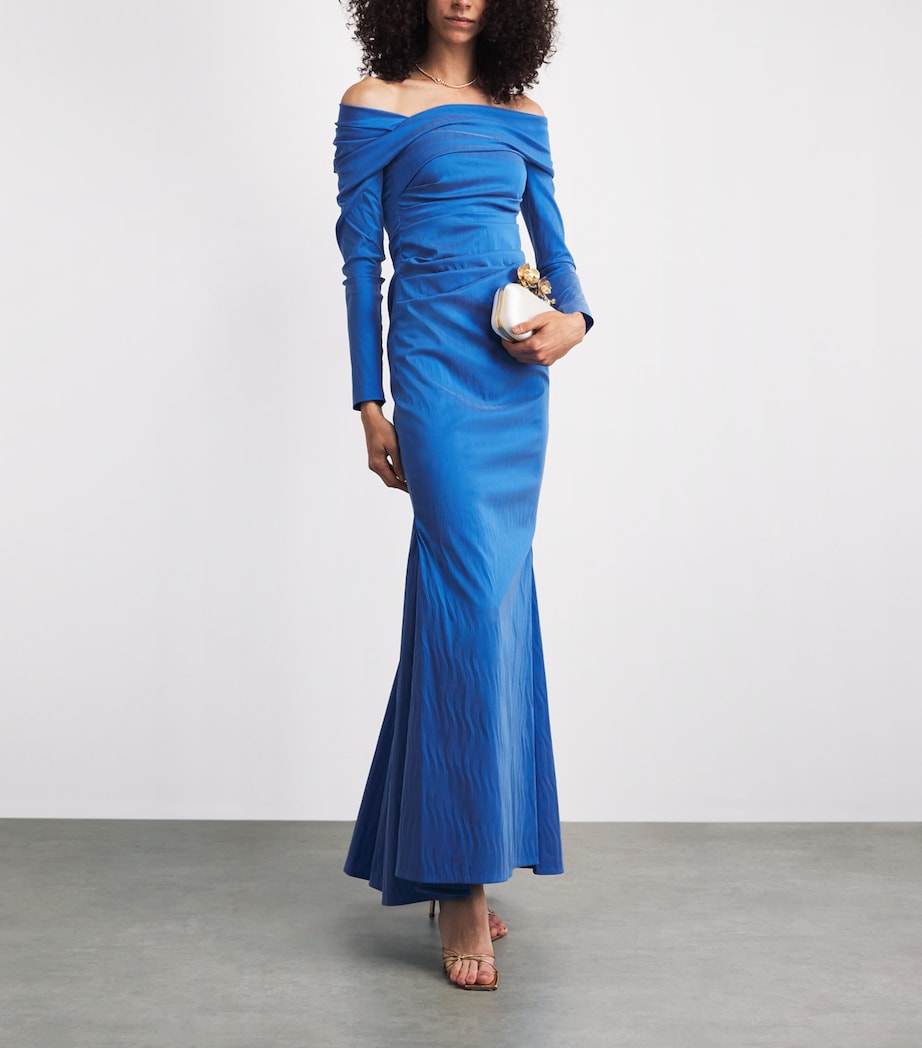 Talbot Runhof Womens Taffeta Gown Periwinkle Image 2