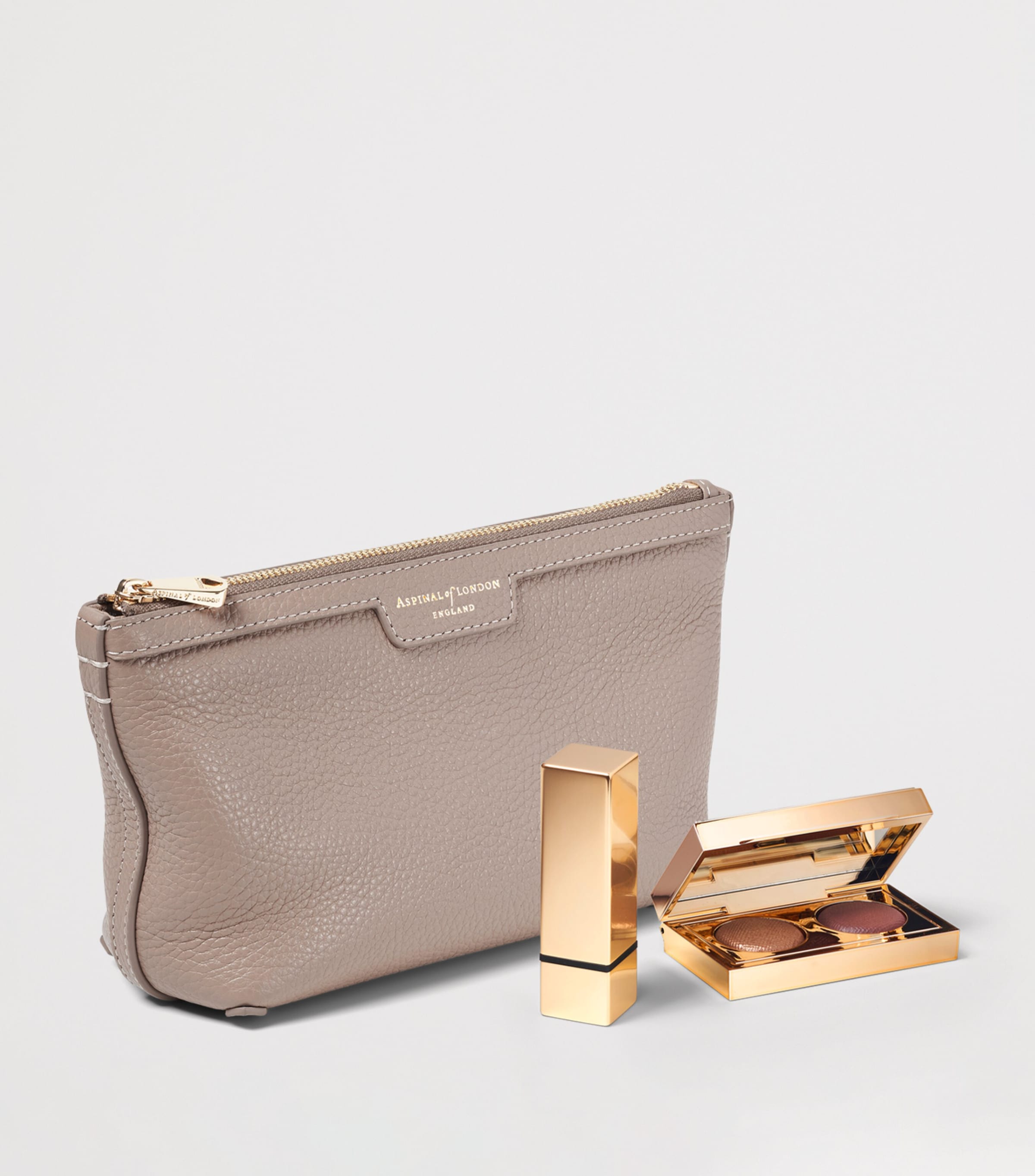 Aspinal Of London Leather Hudson Cosmetics Bag Moleskin Image 3