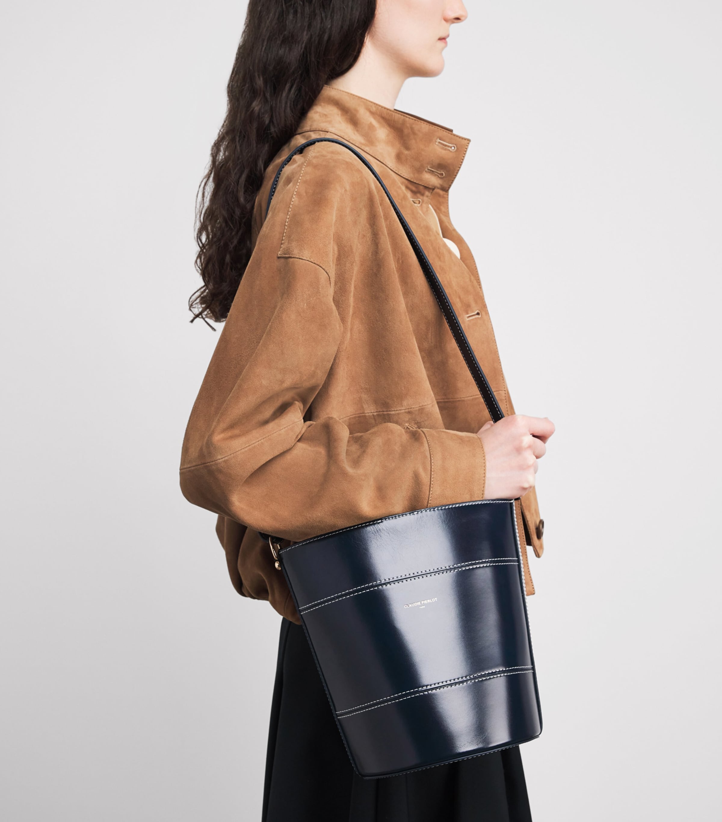 Calfskin Bucket Bag NAVY Image 5