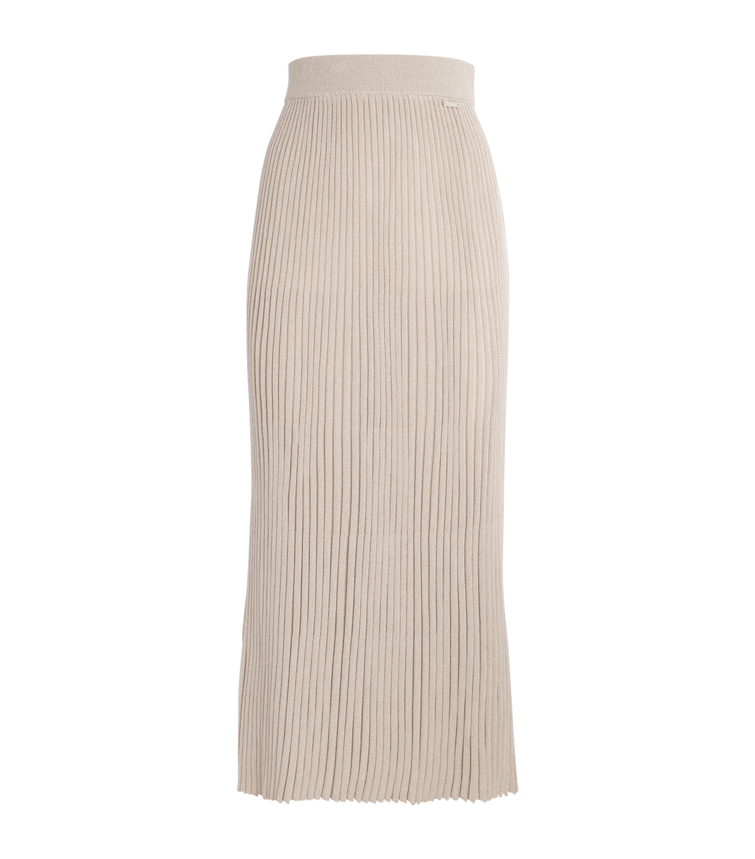 Kiton Wool-blend Shimmer Midi Skirt In Sand