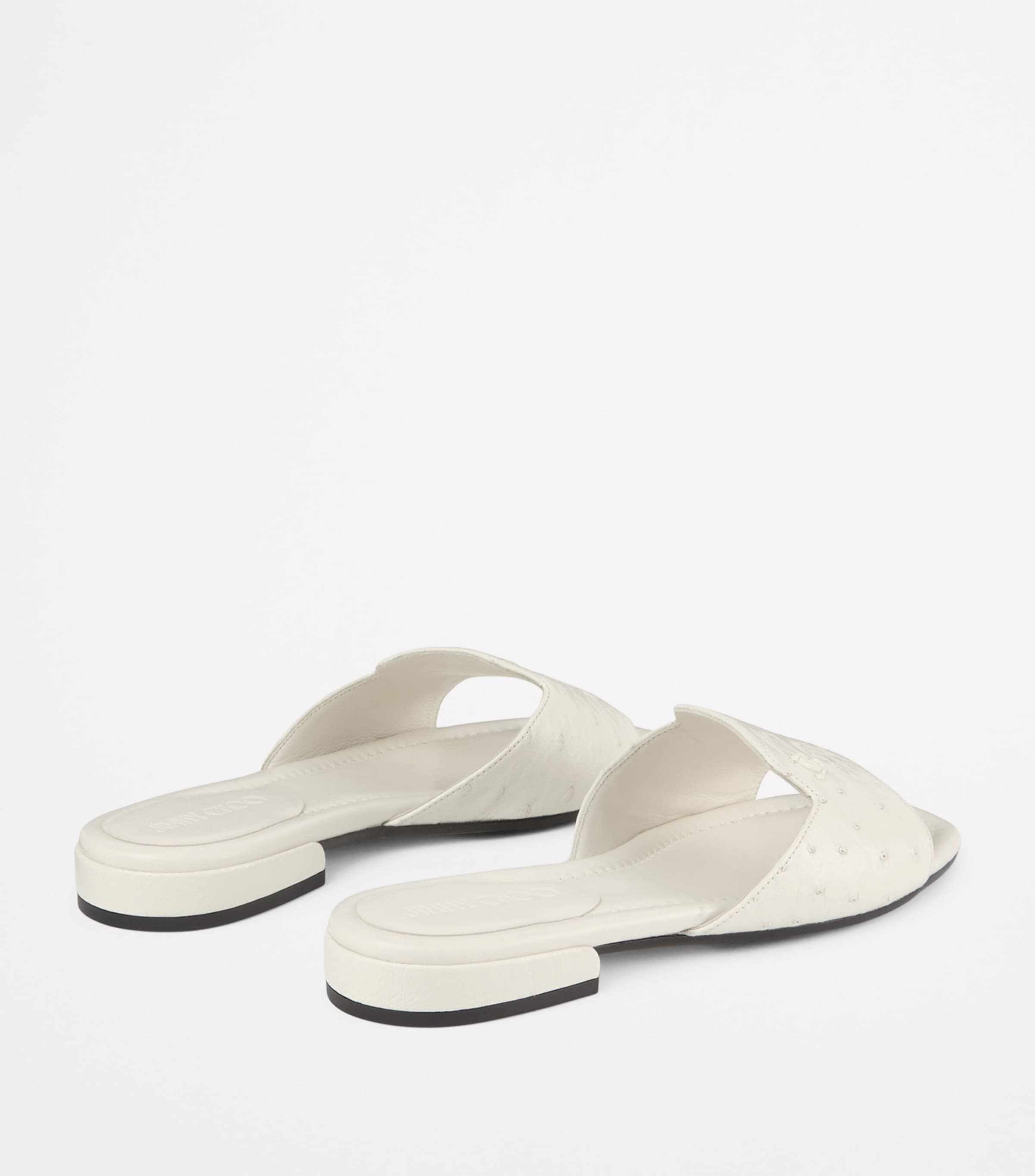 Ostrich Leather Dina Sandals LATTE Image 4