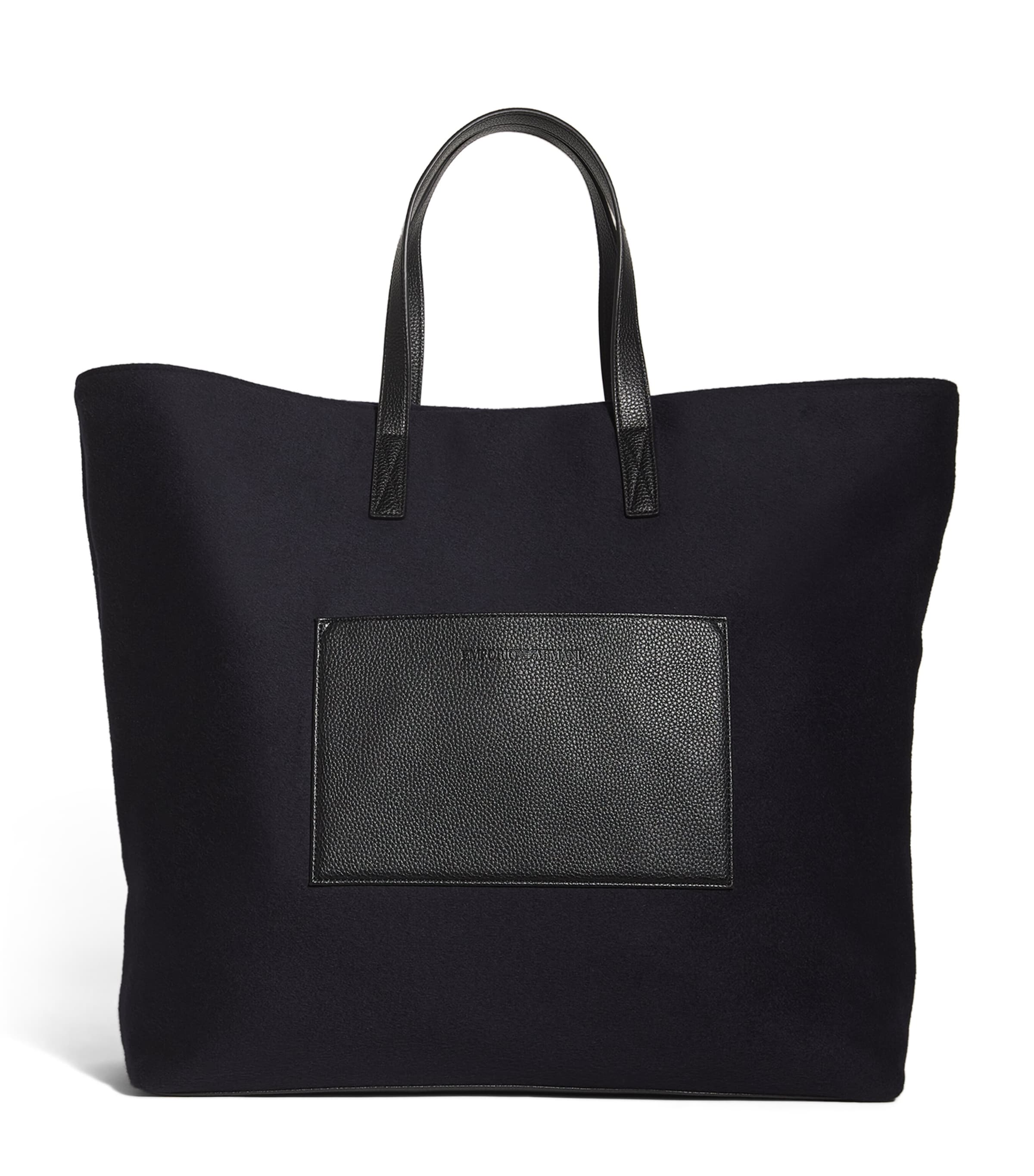 EMPORIO ARMANI WOOL FELT LOGO TOTE 