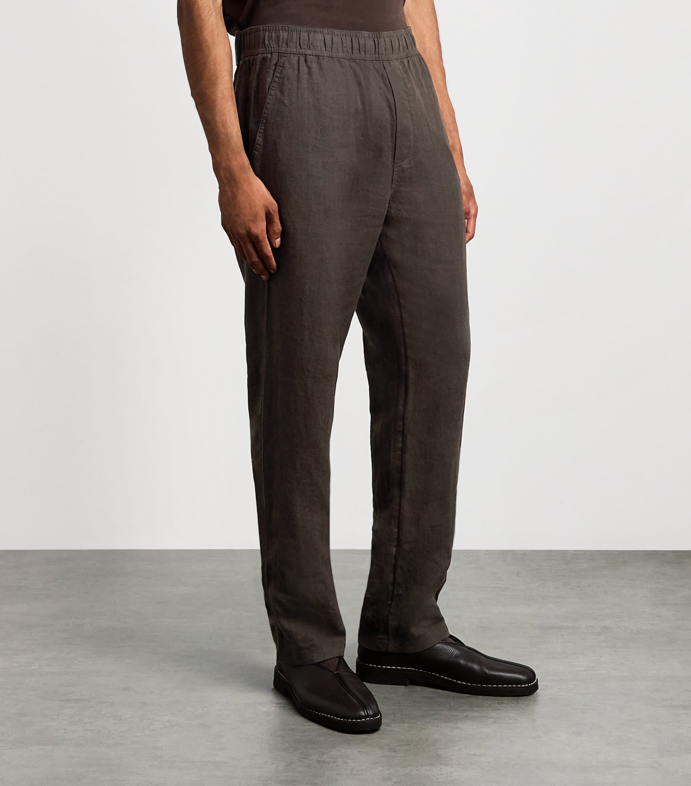 Samsøe Samsøe Mens Linen Sajabari Straight Trousers Turkish Coffee Image 4