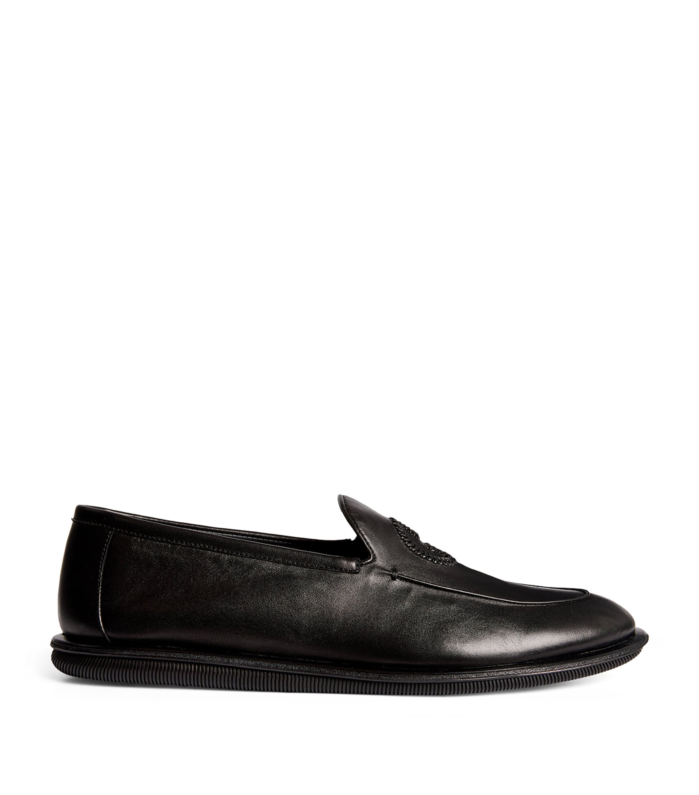 Leather Monogram-Embroidered Loafers 00002 Image 1