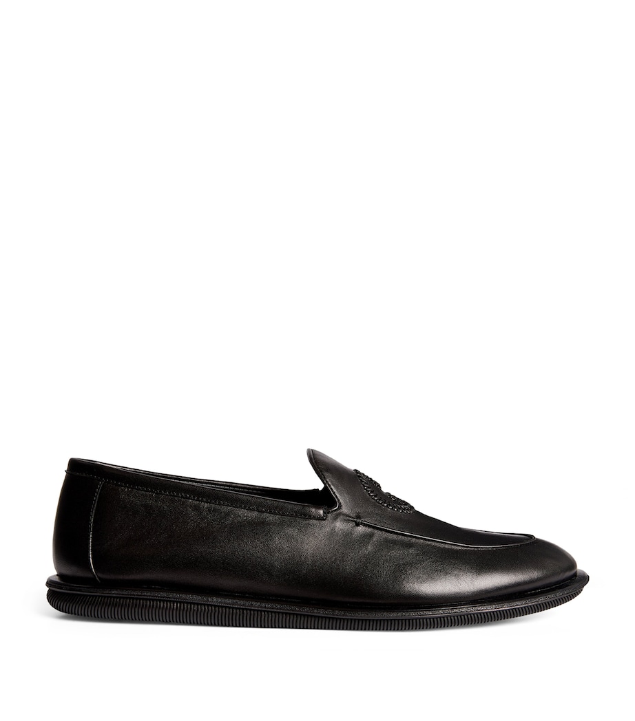 Leather Monogram-Embroidered Loafers 00002 Image 1