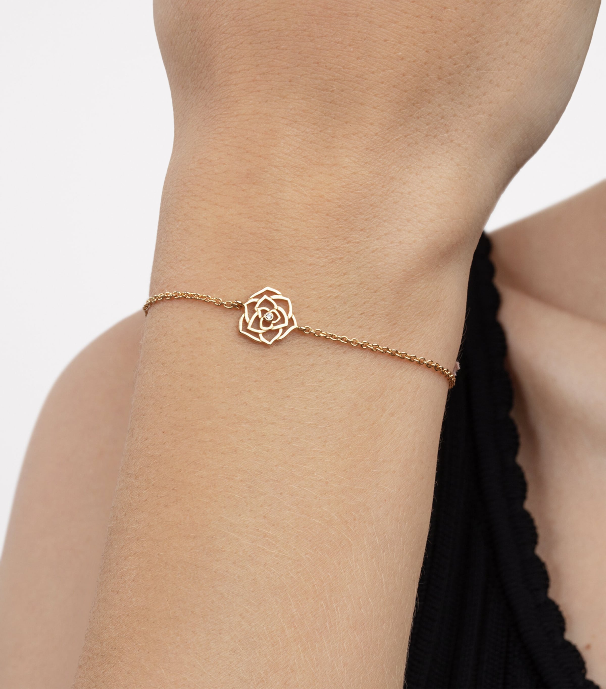 Rose Gold and Diamond Rose Bracelet GOLD Image 2