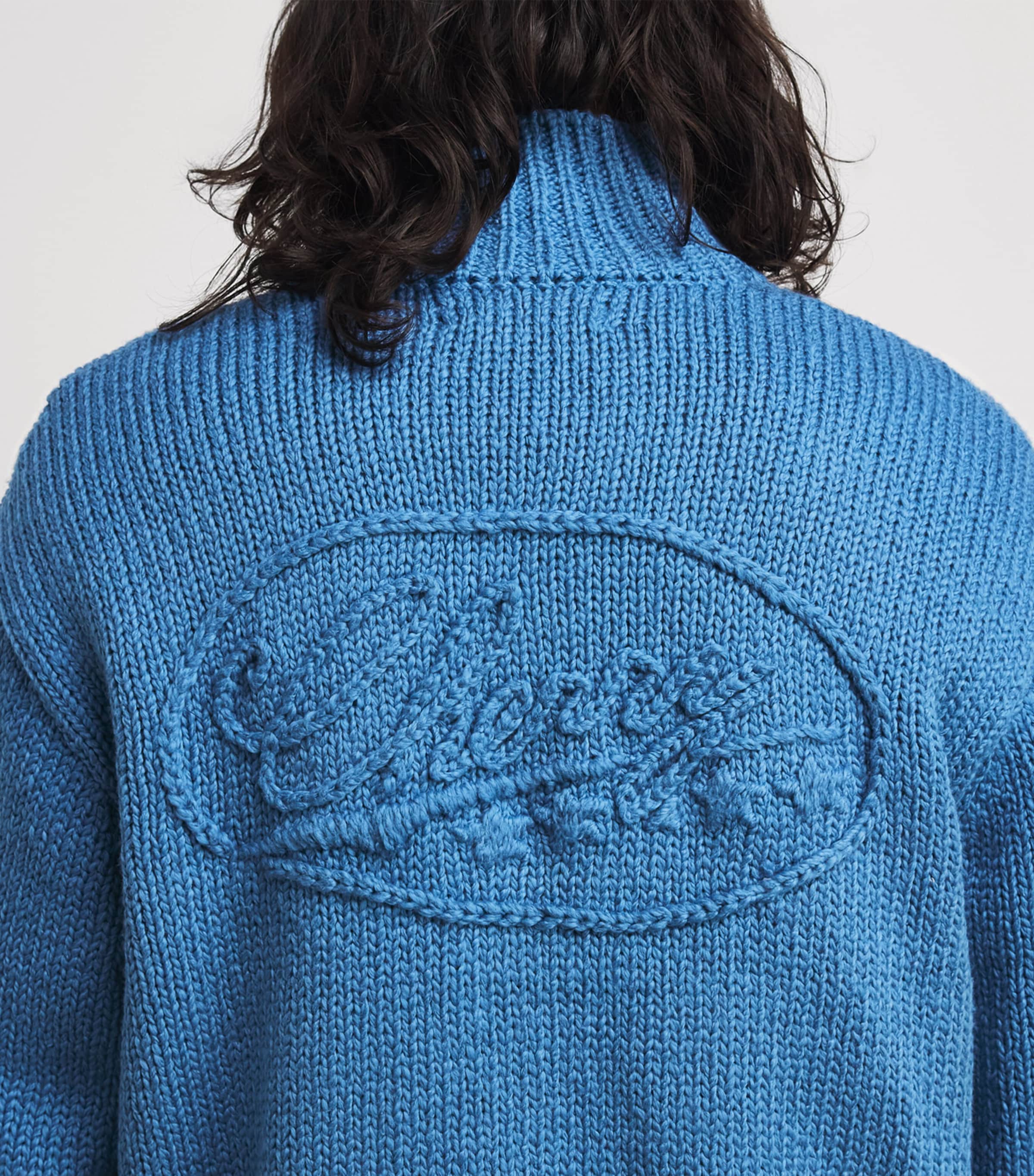 Cherry Los Angeles Mens Cotton Knitted 5 Star Jacket Steel Blue Image 3