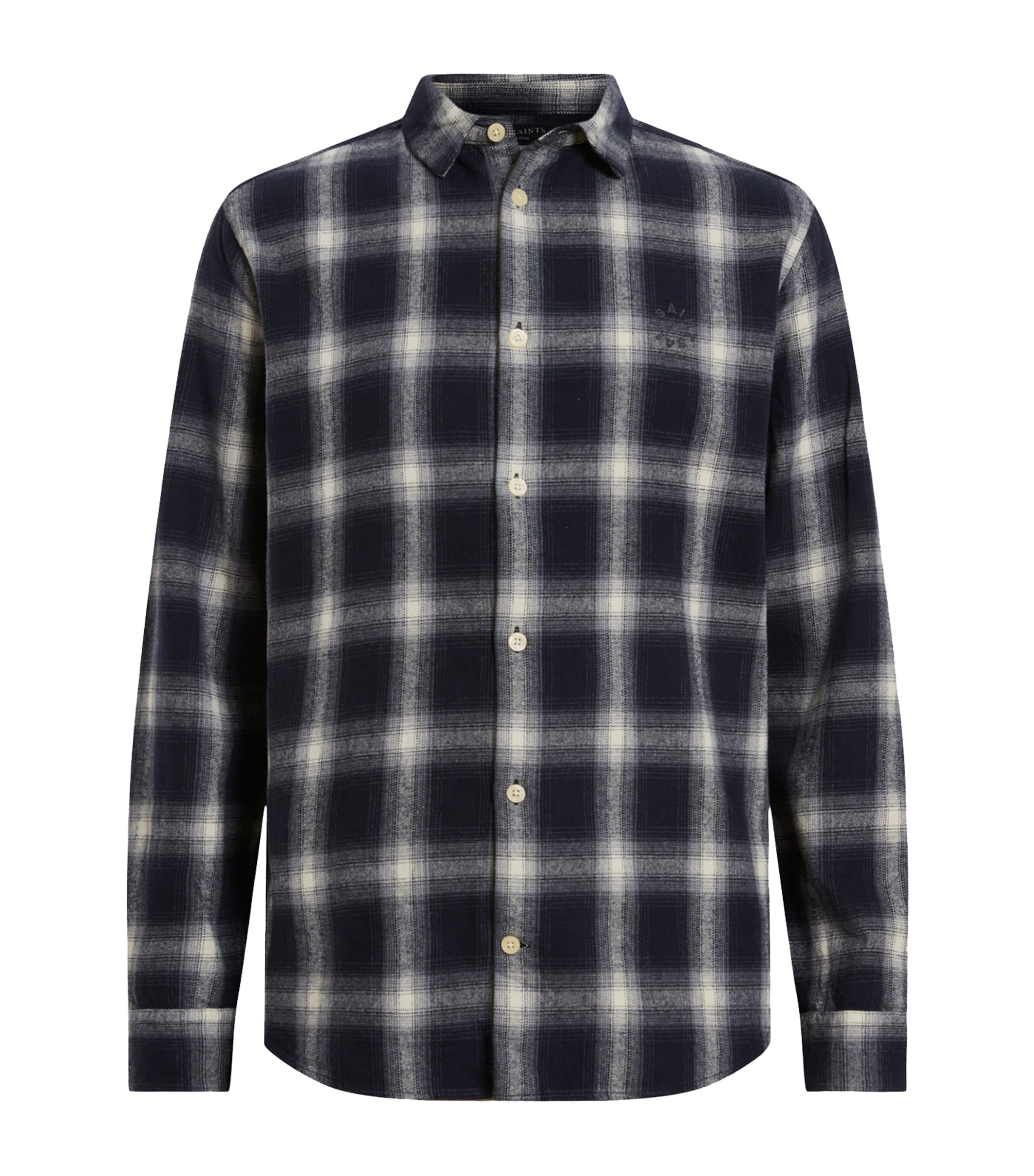 Allsaints Organic Cotton Check Haven Shirt In Blue