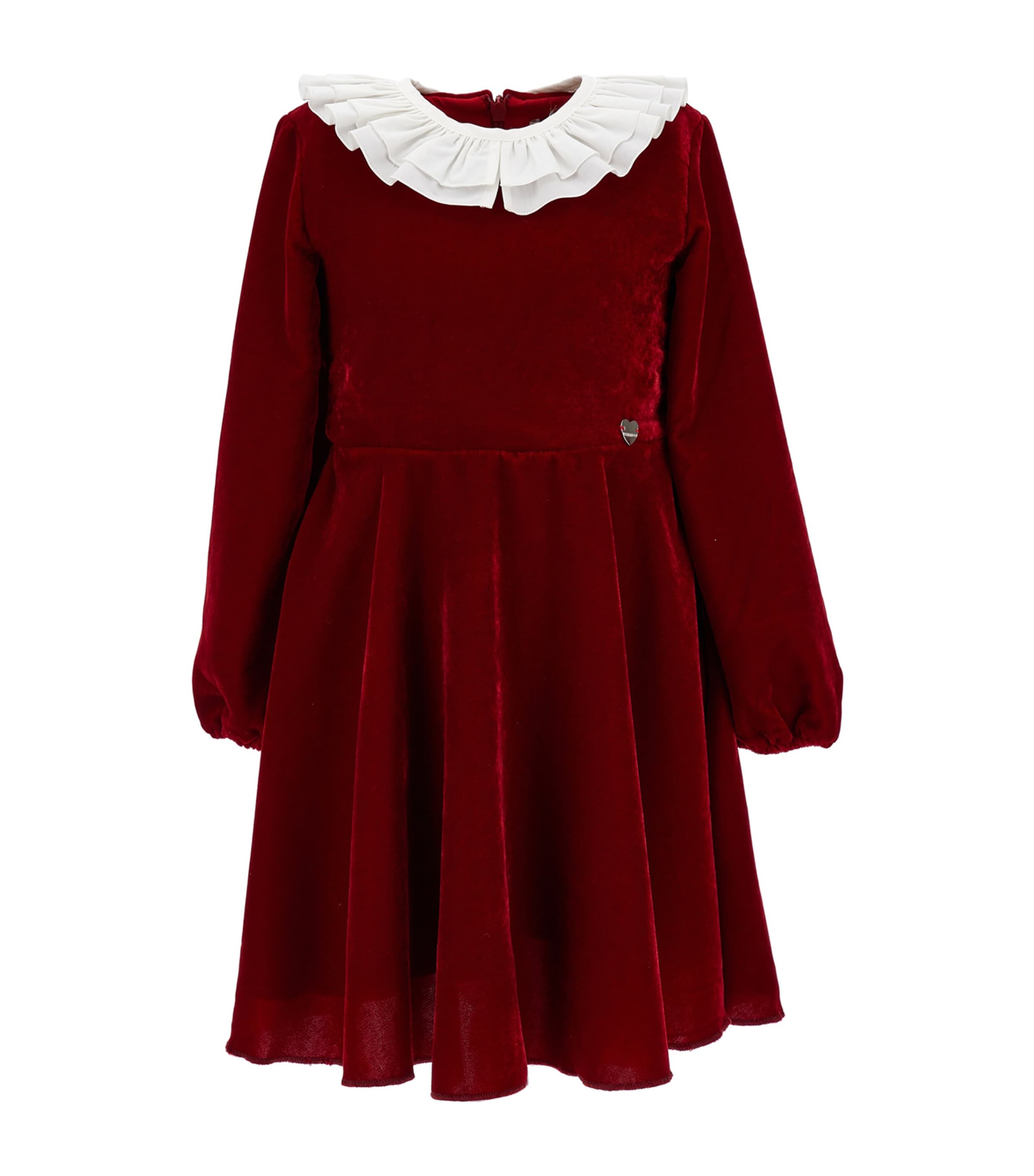 Monnalisa Smooth Velvet Godet Dress In Red