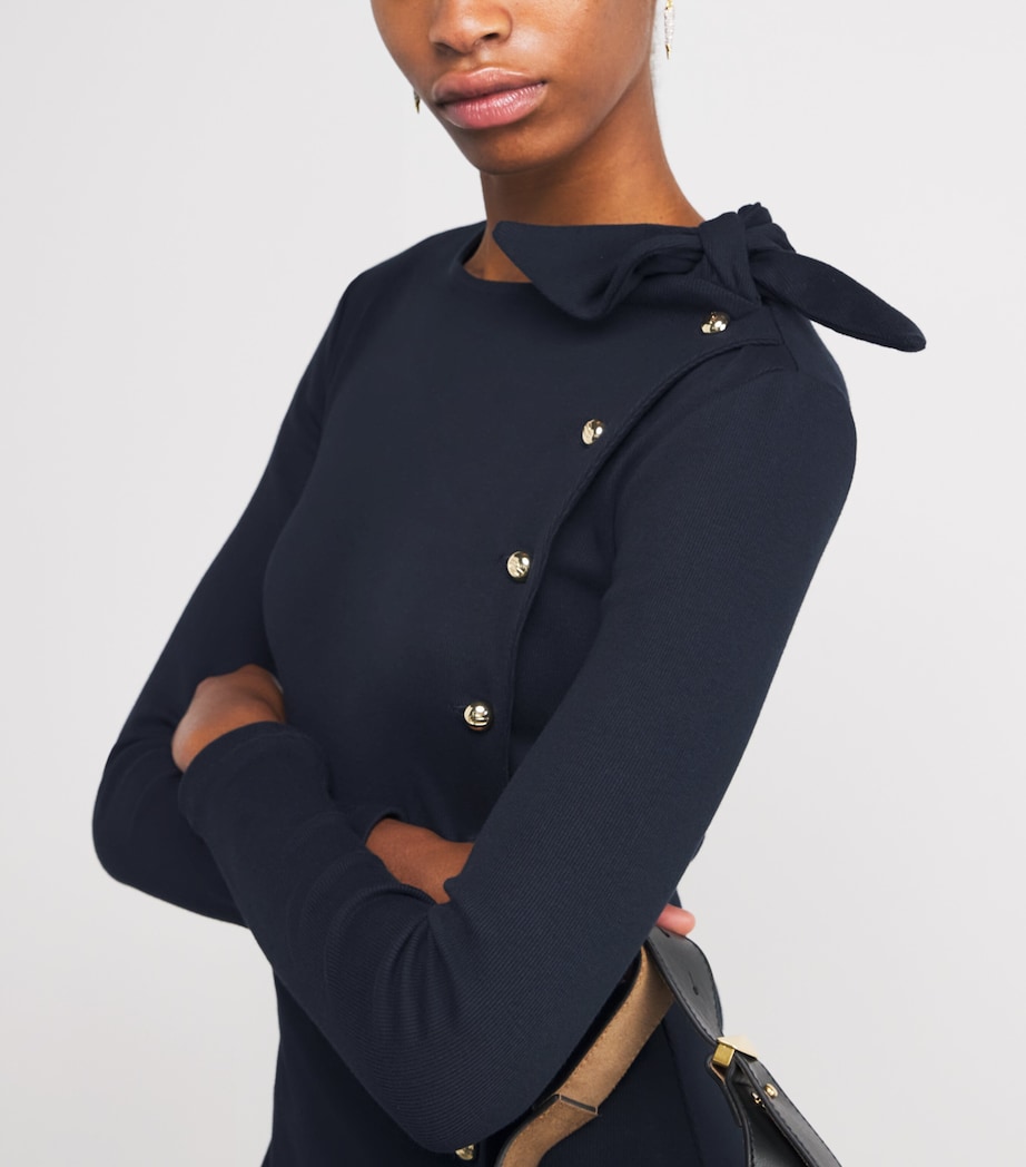 Stretch-Cotton Button Dress NAVY Image 4