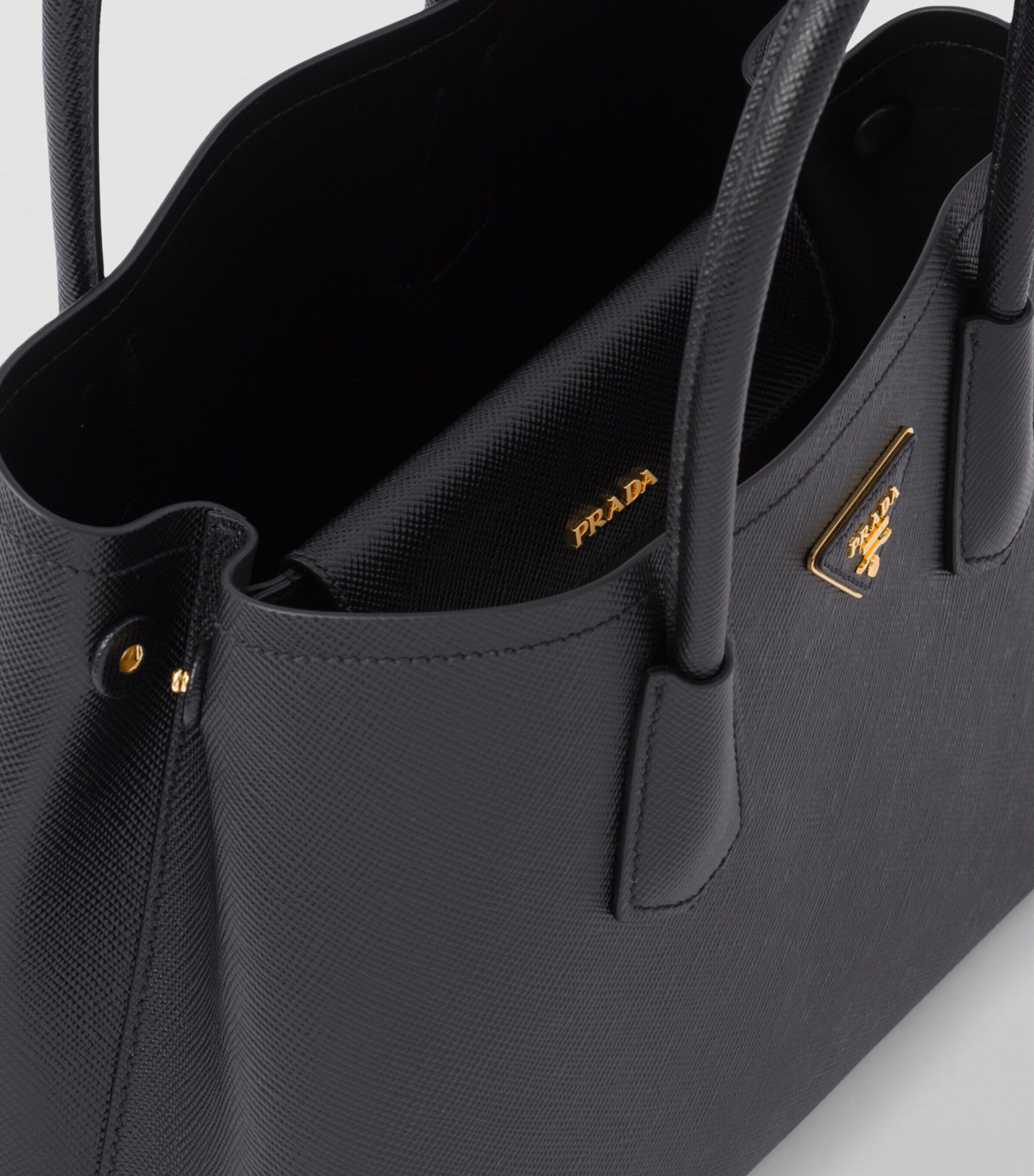 Prada Small Leather Saffiano Double Top-Handle Bag Image 8