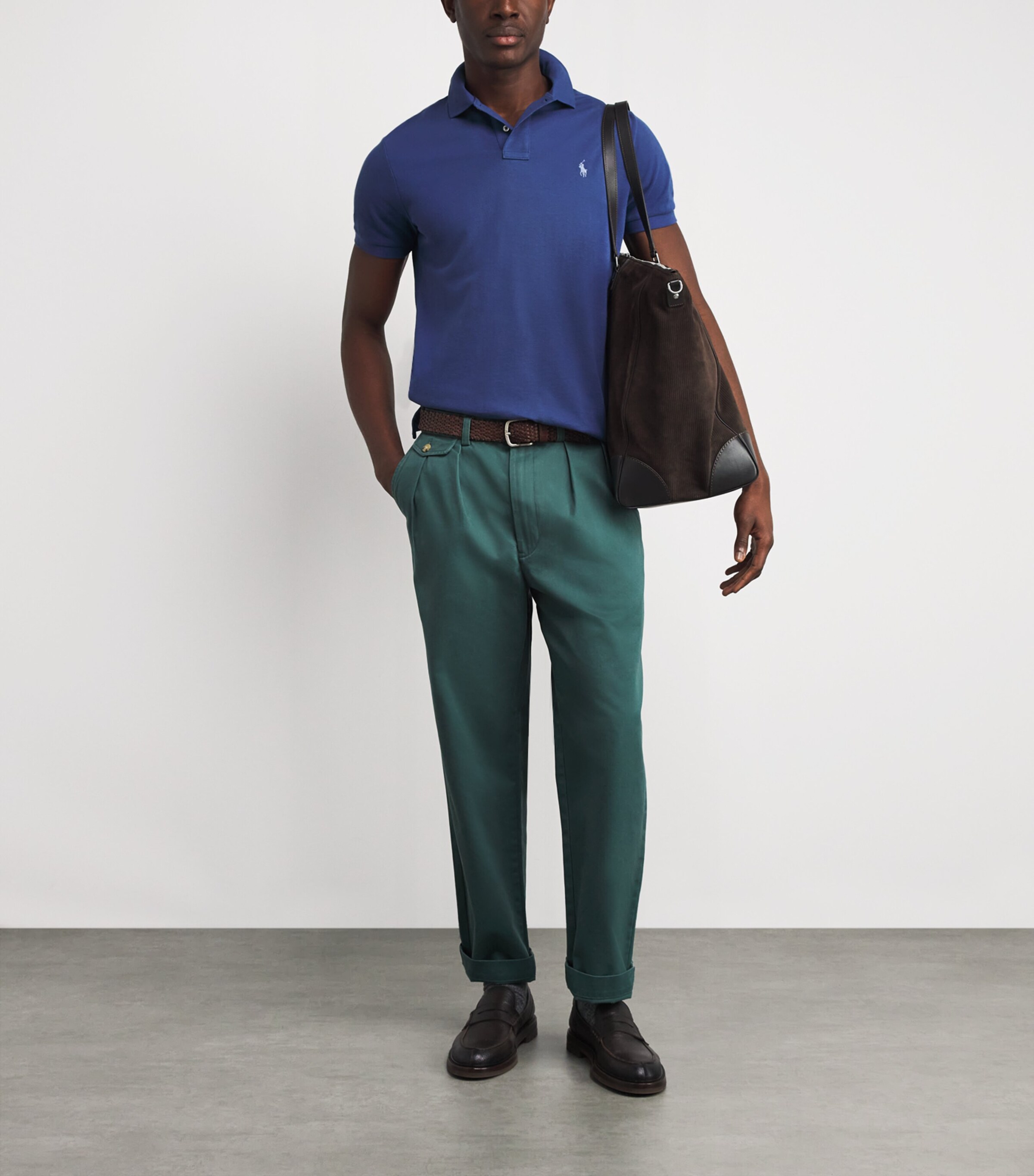 Cotton Mesh Custom-Fit Polo Shirt BLUE Image 2