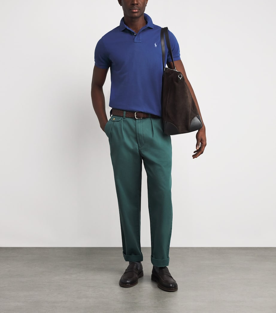 Cotton Mesh Custom-Fit Polo Shirt BLUE Image 2