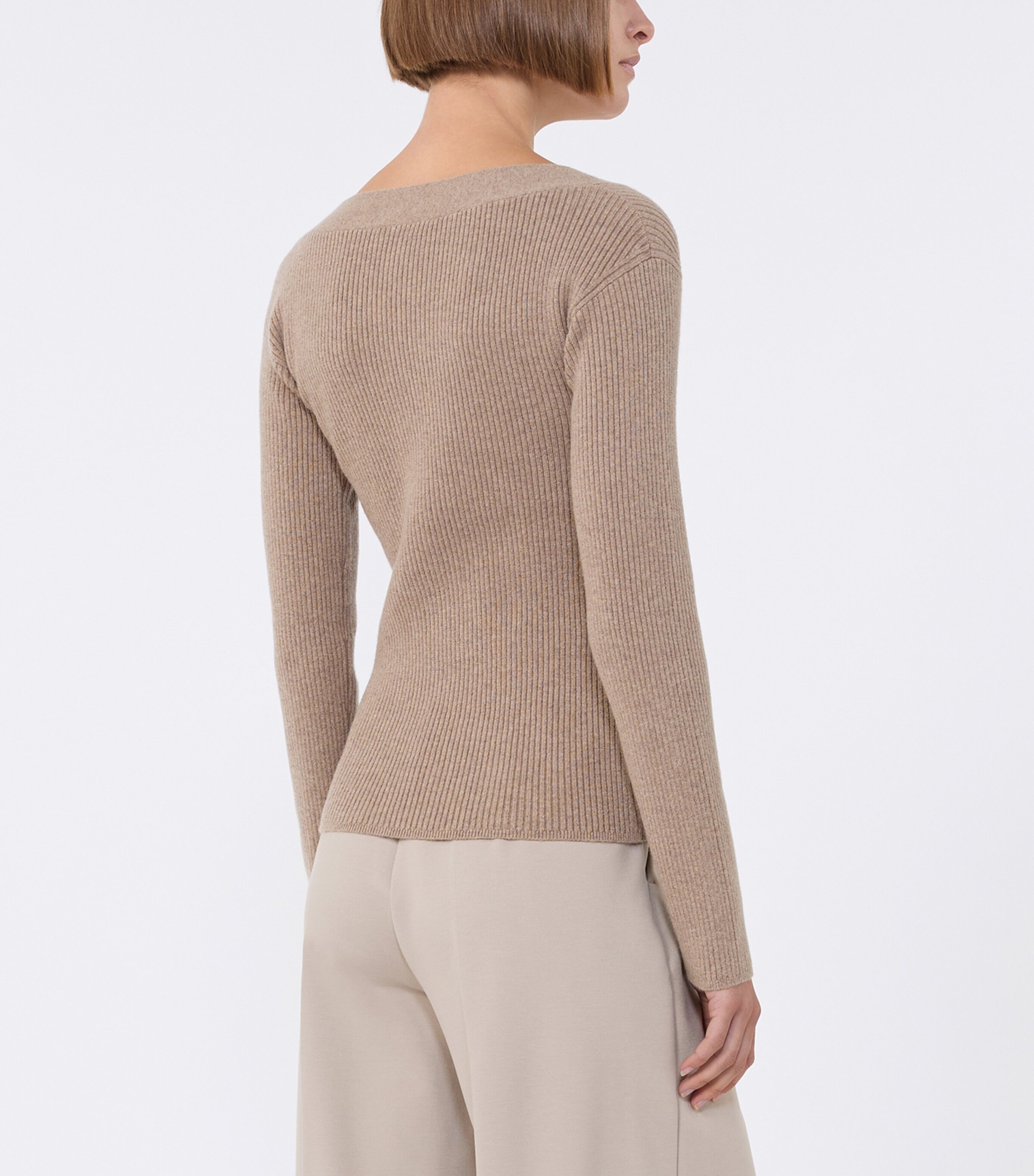 Wool-Blend Ribbed Cardigan SAND Image 4