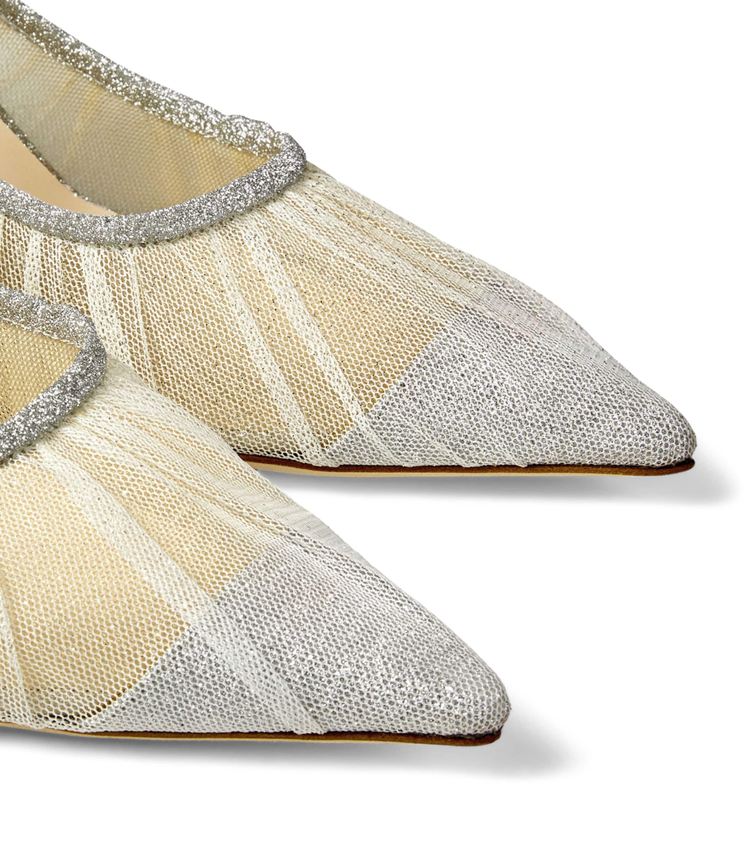 70%オフセールJIMMY CHOO CHERI85 GLITTER+CRYSTALS PUMPS Iridescent Crystal Pointed-Toe Pumps with Hearts | Crystal