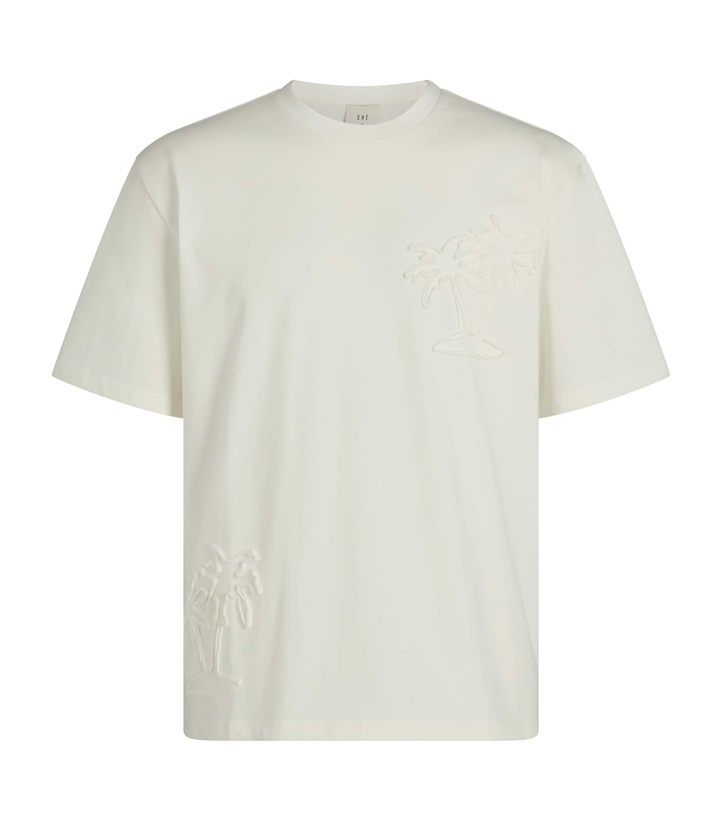 CHÉ Mens Cotton Palmeiras Applique T-Shirt Ivory Image 1