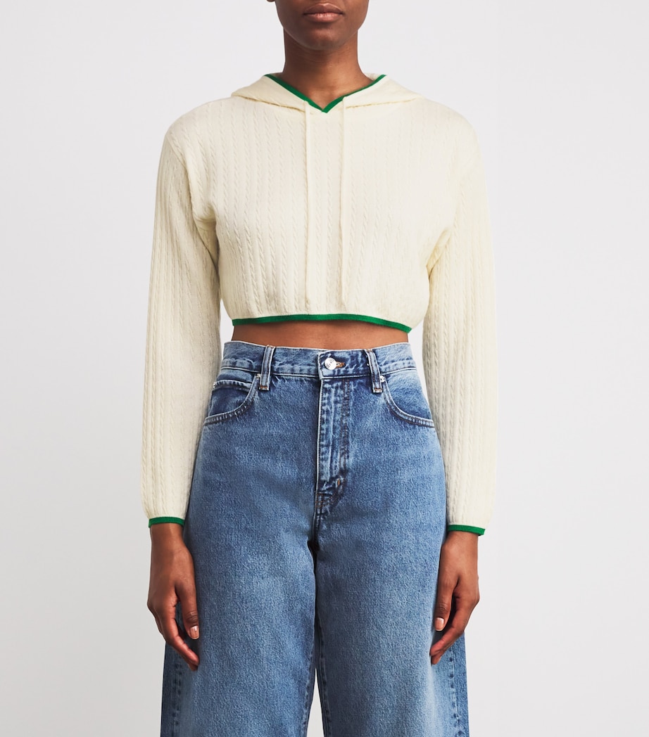 Cashmere-Silk Cropped Hoodie KELLY GREEN MULTI Image 3