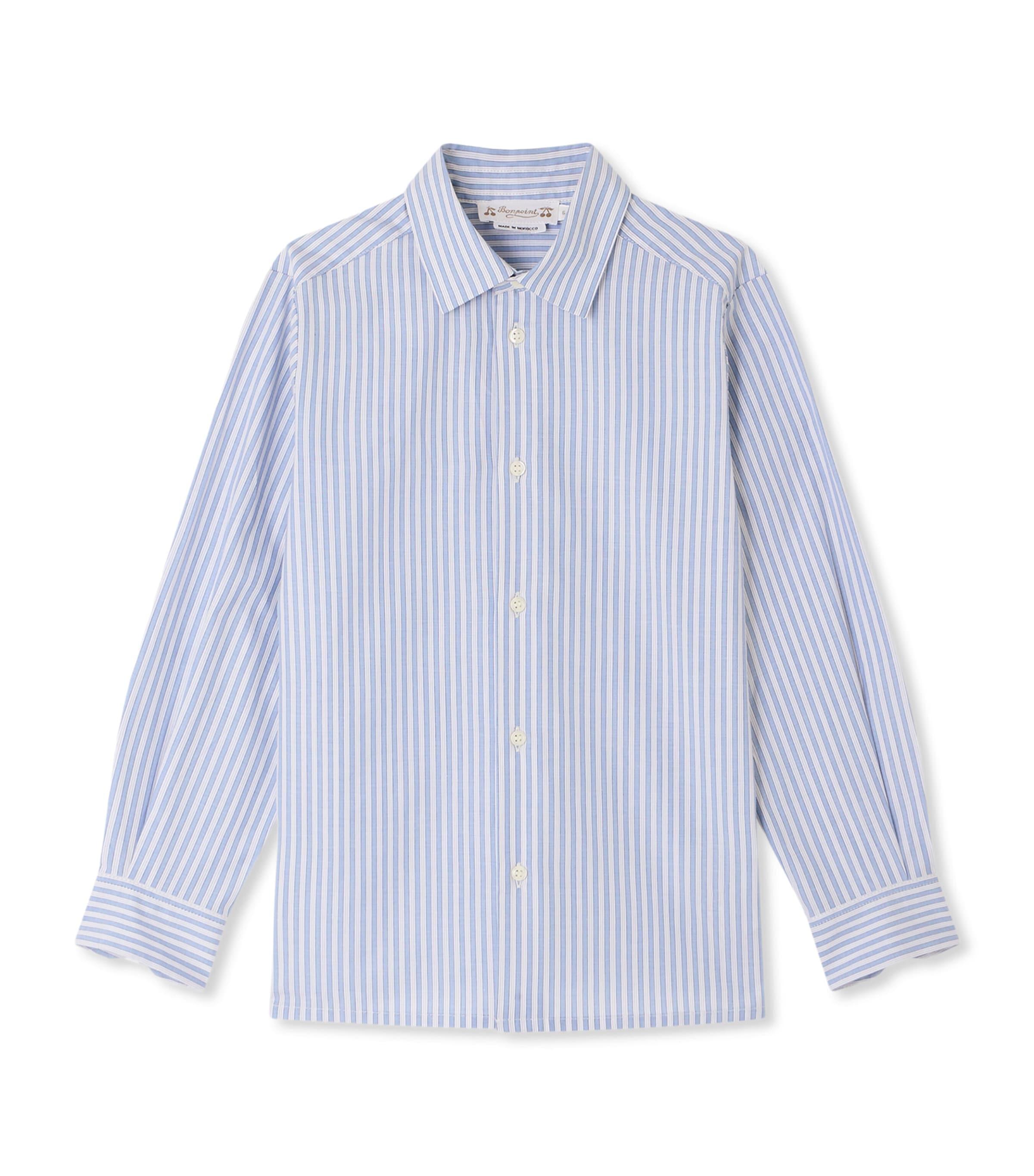 Bonpoint Cotton Stripe Shirt Ra Bleu Gris Image 1