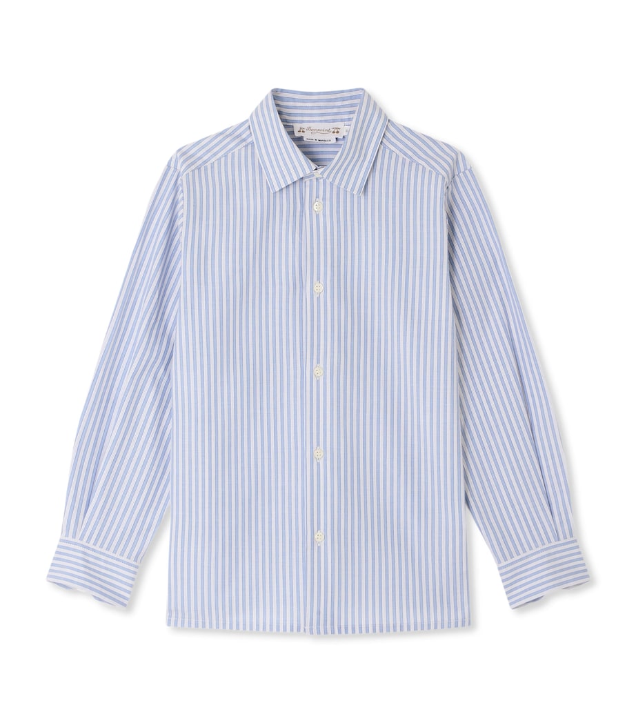 Bonpoint Cotton Stripe Shirt Ra Bleu Gris Image 1
