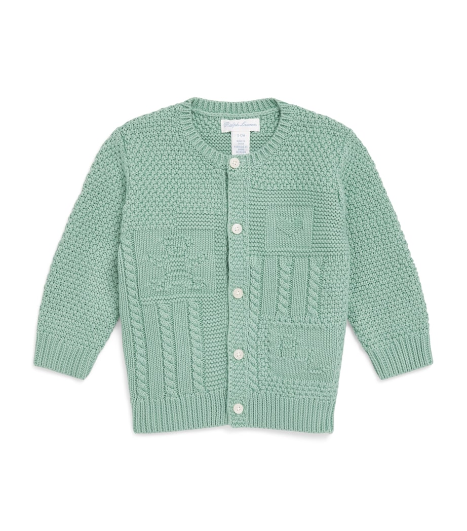 Ralph Lauren Kids Cotton Logo Cardigan (3-24 Months) Faded Mint Image 1
