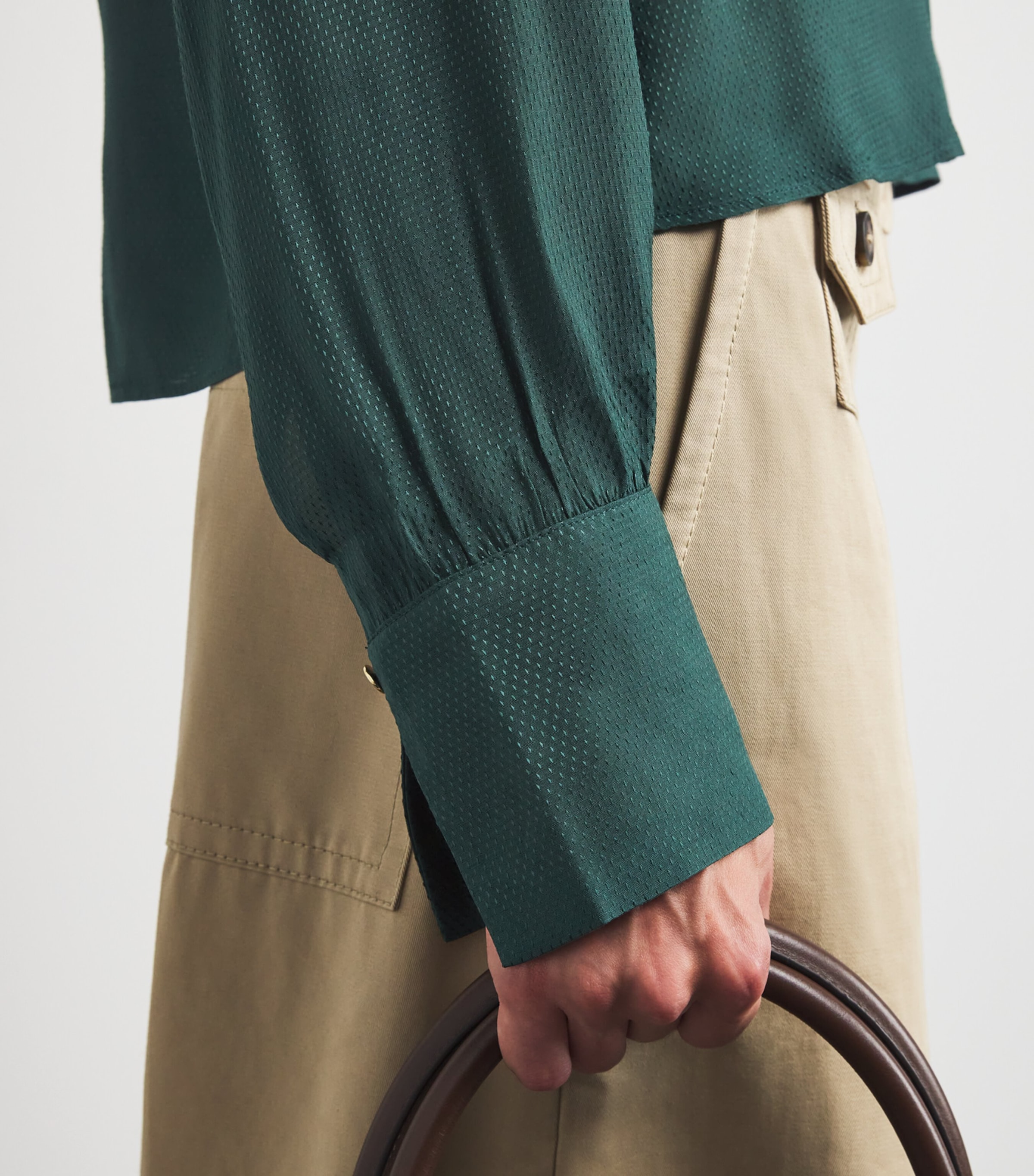 Collared Long-Sleeve Blouse DEEP EMERALD Image 6