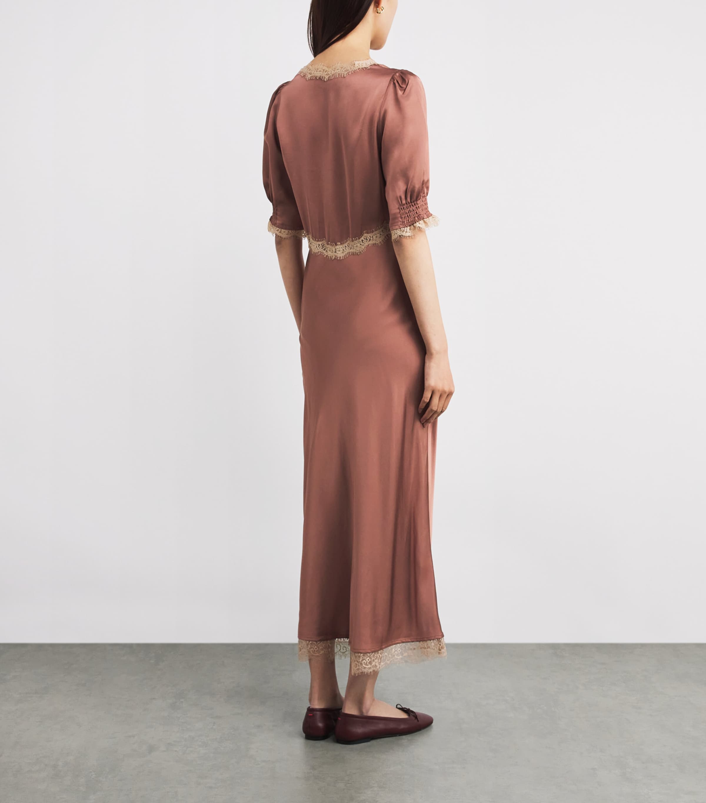 Lace-Trim Annina Midi Dress MOCHA Image 3