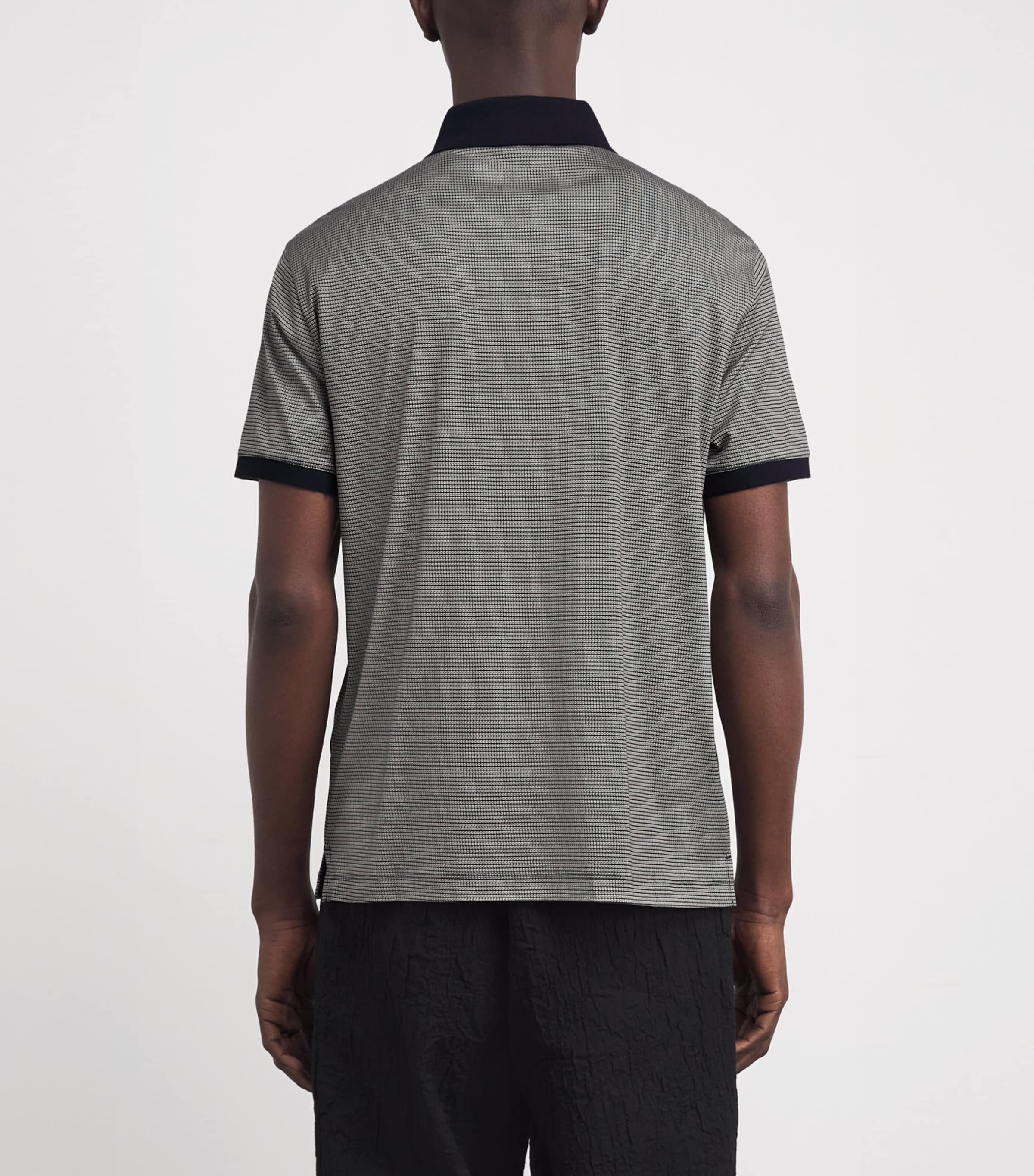 Lyocell-Cotton Micro-Print Polo Shirt F1158 Image 4