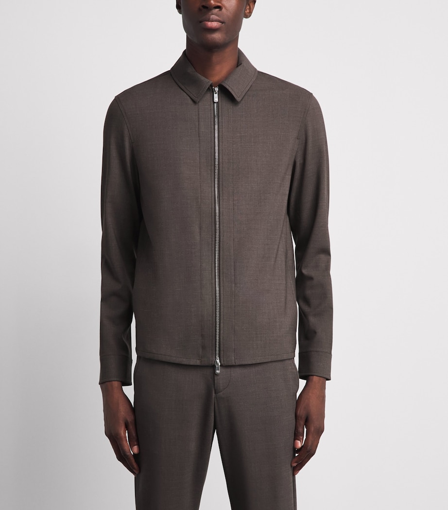 Marco Pescarolo Mens Stretch-Wool Avi Shacket Taupe Image 4